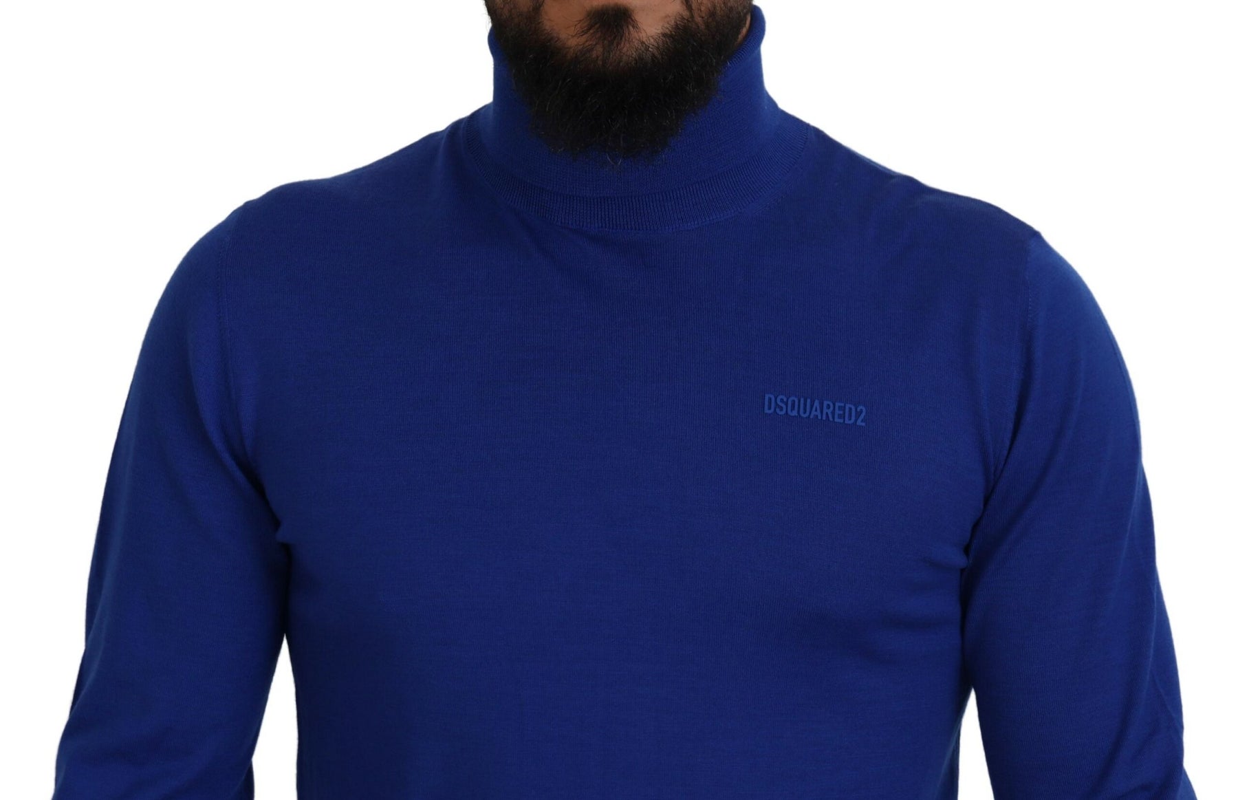 Dsquared² Blue Logo Print Long Sleeves Turtle Neck Sweater | Regal Royce