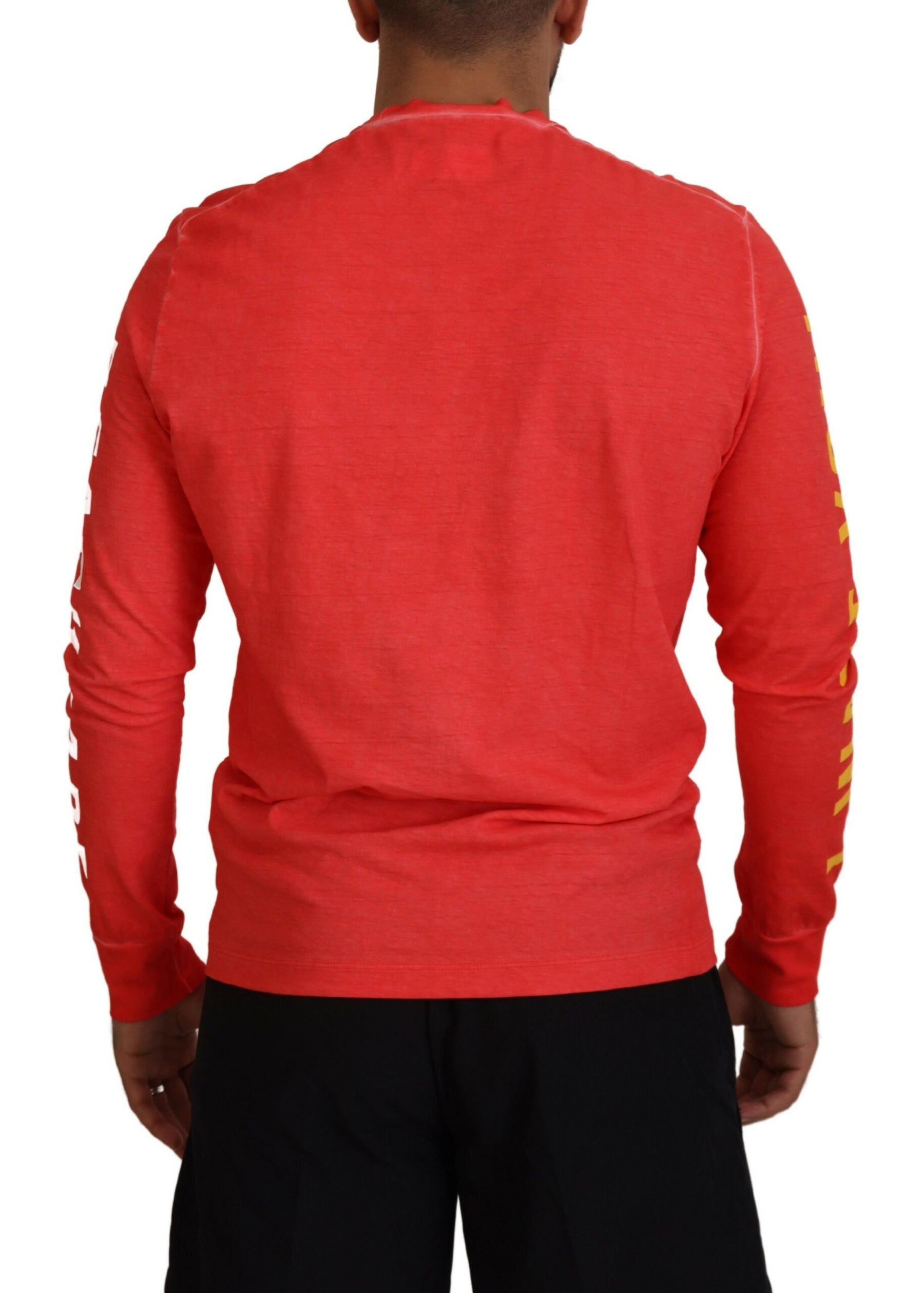 Dsquared² Orange Colorful Print Long Sleeves Top T-shirt | Regal Royce
