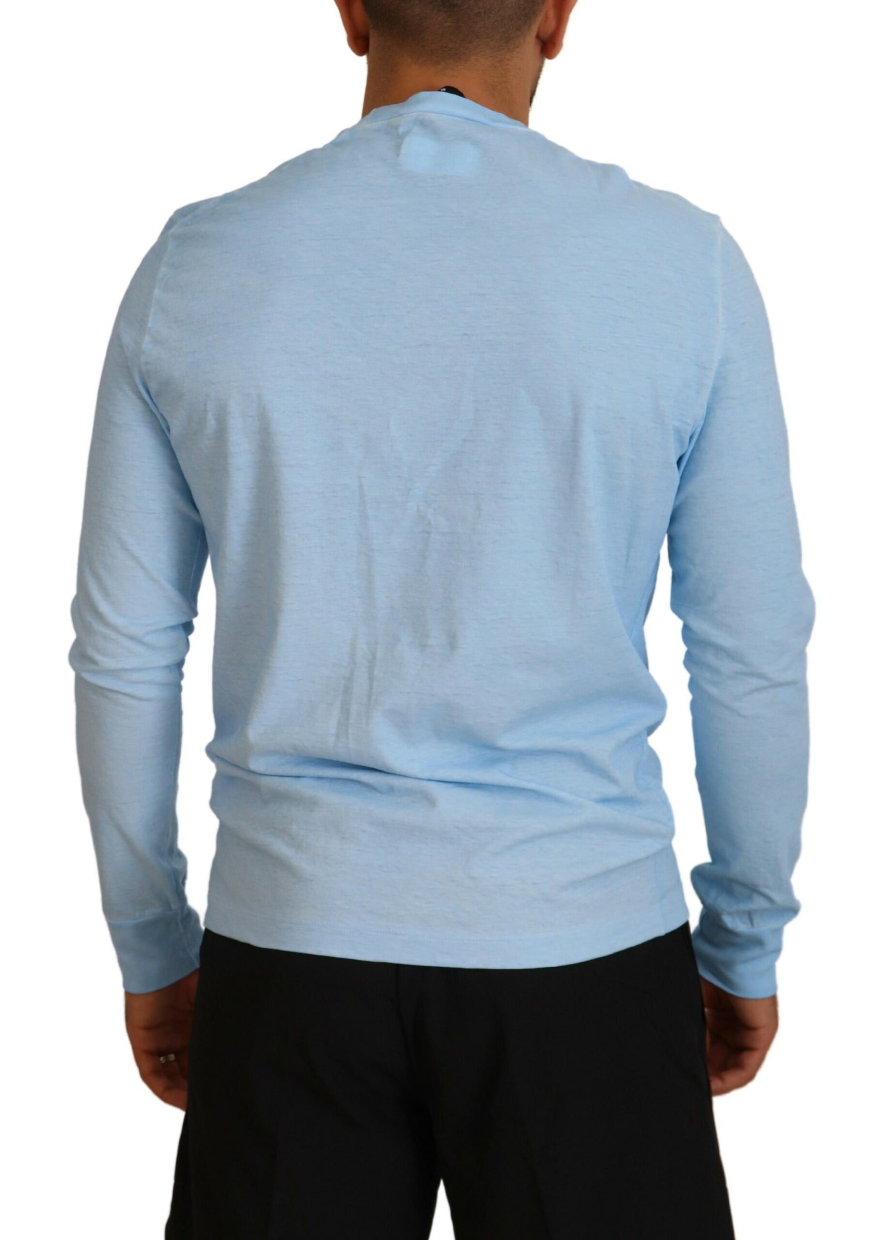 Dsquared² Light Blue Printed Long Sleeves Men Sweater | Regal Royce