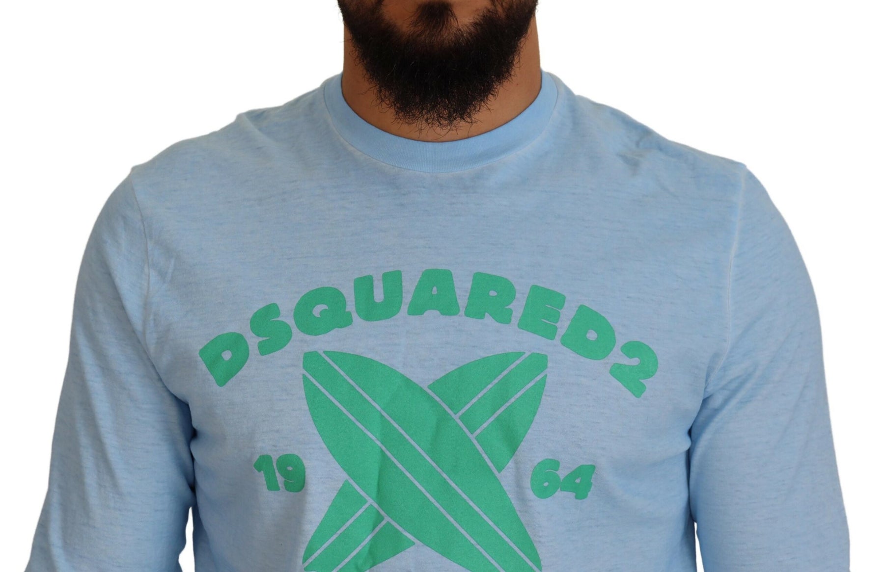 Dsquared² Light Blue Printed Long Sleeves Men Sweater | Regal Royce