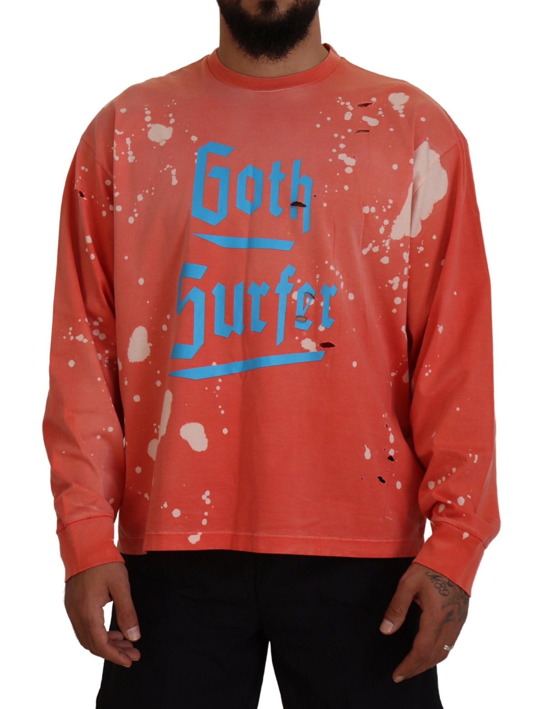 Dsquared² Orange Printed Long Sleeves Pullover Sweater | Regal Royce