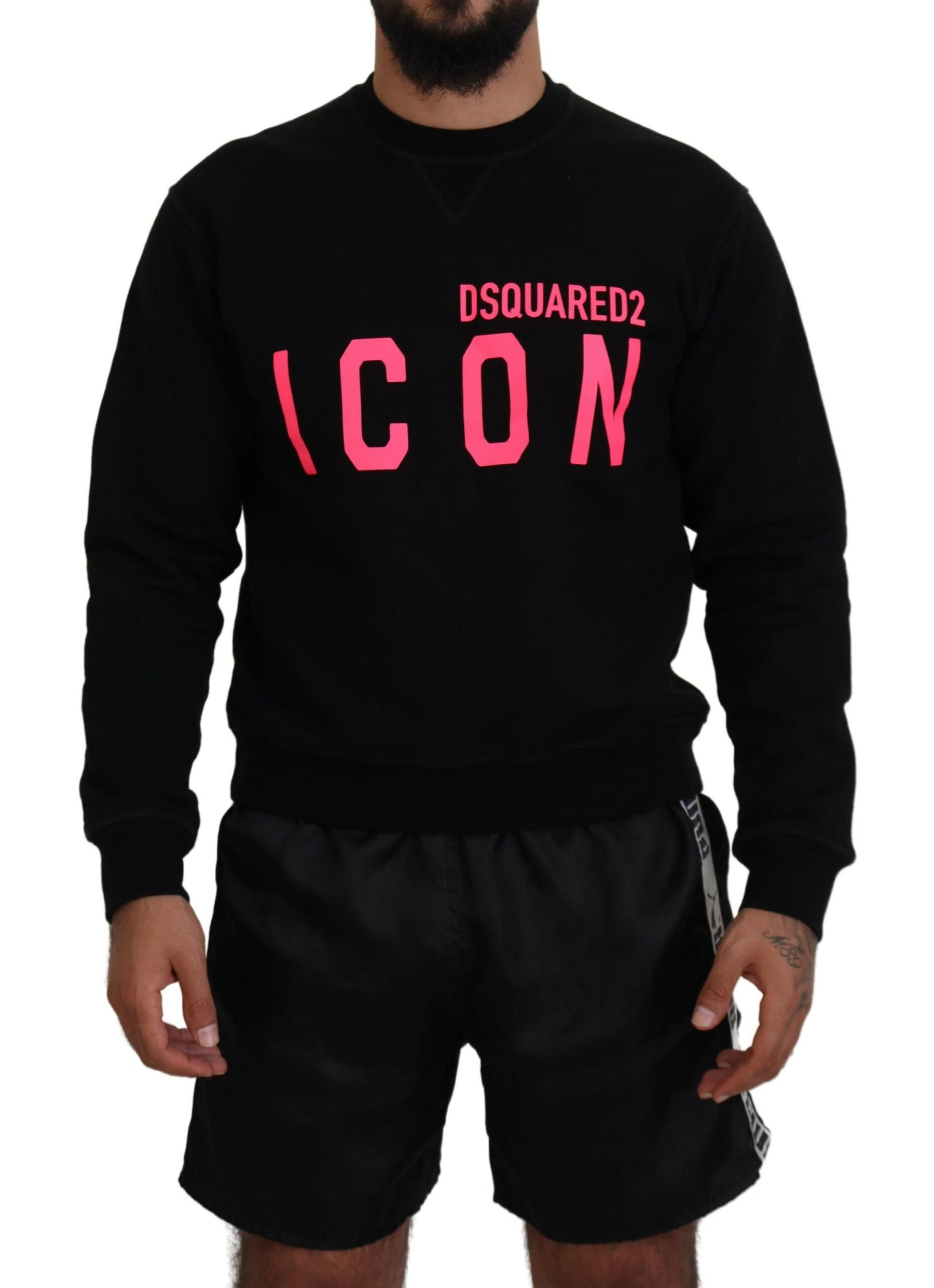 Dsquared² Black Printed Long Sleeves Pullover Sweater | Regal Royce