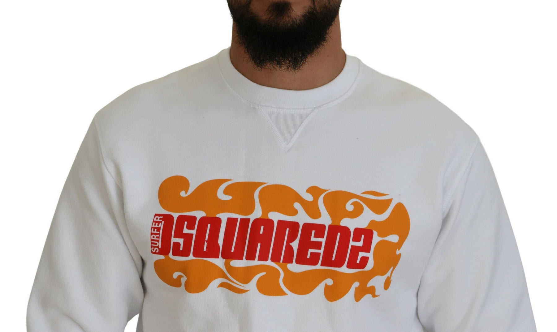 Dsquared² White Cotton Printed Long Sleeves Pullover Sweater | Regal Royce