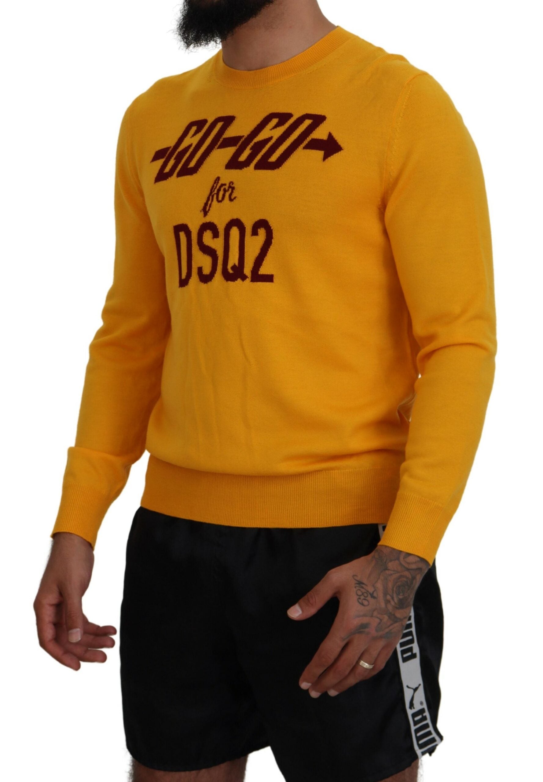 Dsquared² Orange Wool Long Sleeves Men Pullover Sweater | Regal Royce