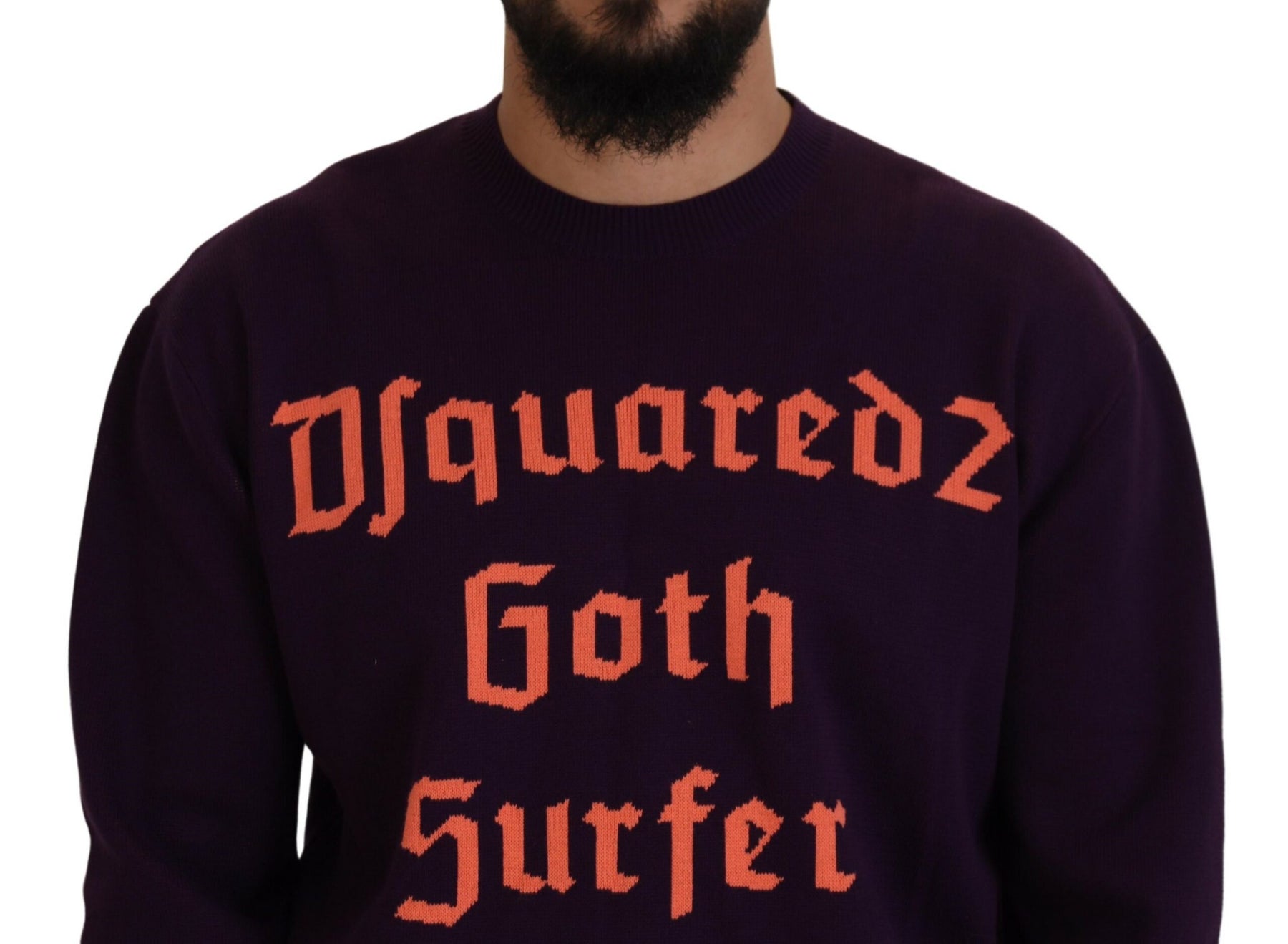 Dsquared² Purple Cotton Printed Men Pullover Sweater | Regal Royce