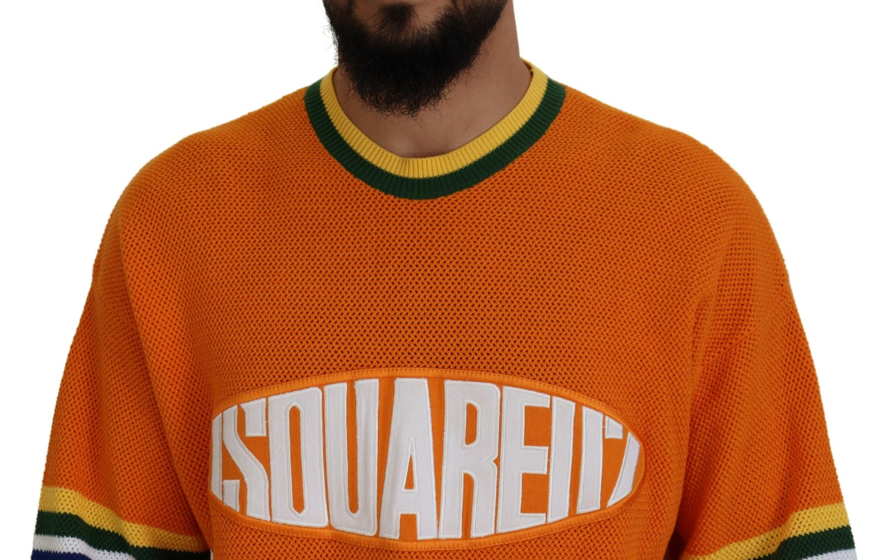 Dsquared² Orange Printed Long Sleeves Men Pullover Sweater | Regal Royce