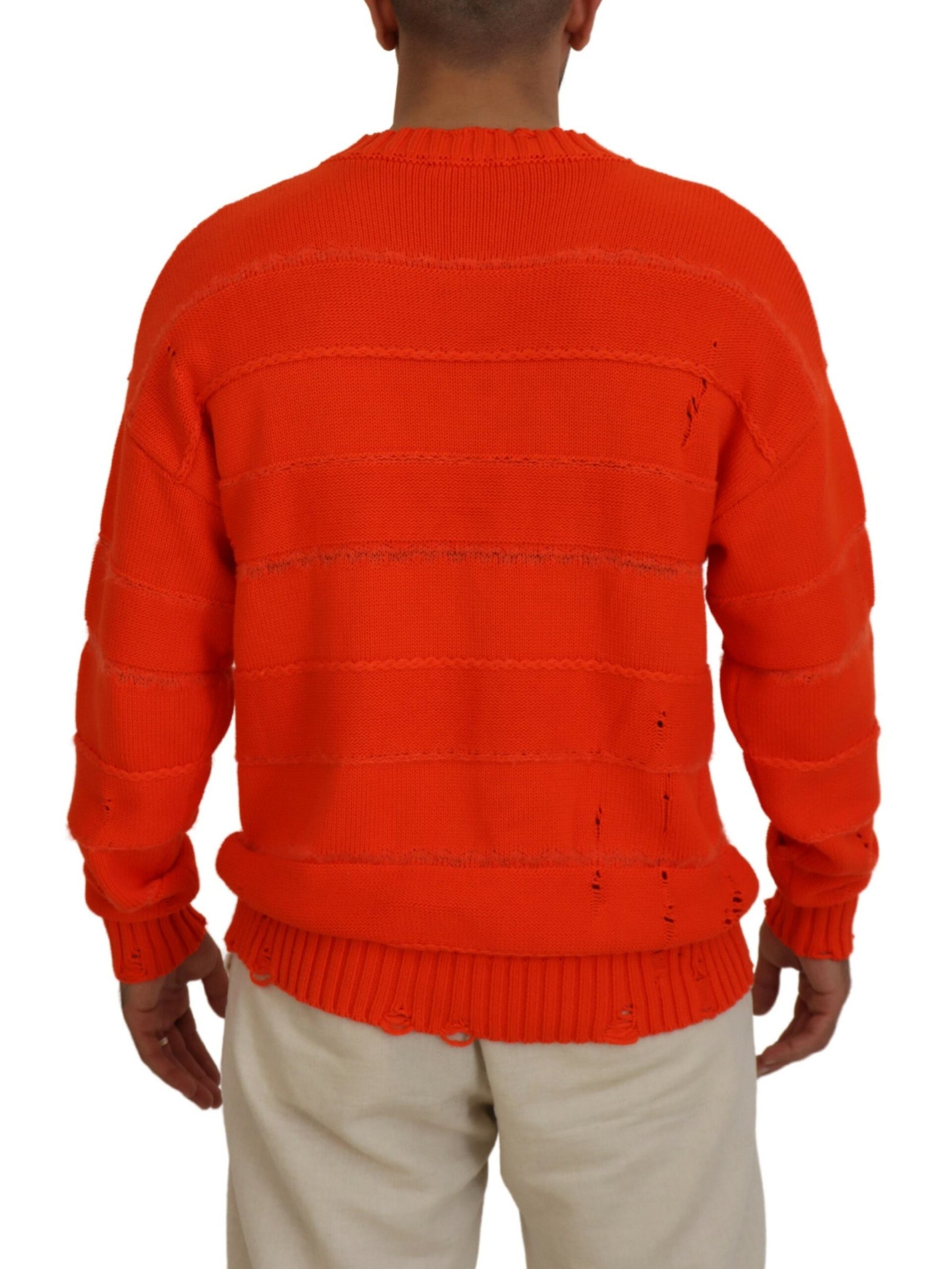 Dsquared² Orange Cotton Long Sleeves Men Pullover Sweater | Regal Royce