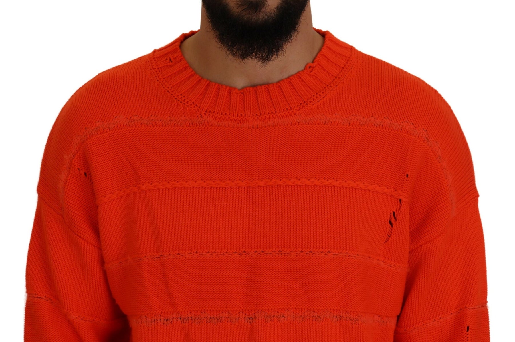 Dsquared² Orange Cotton Long Sleeves Men Pullover Sweater | Regal Royce
