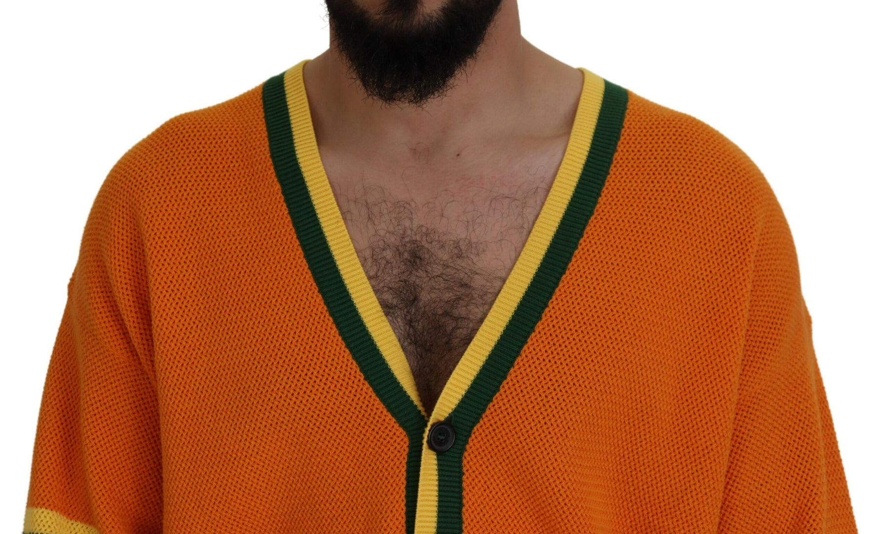 Dsquared² Orange Cotton Long Sleeves Men Cardigan Sweater | Regal Royce