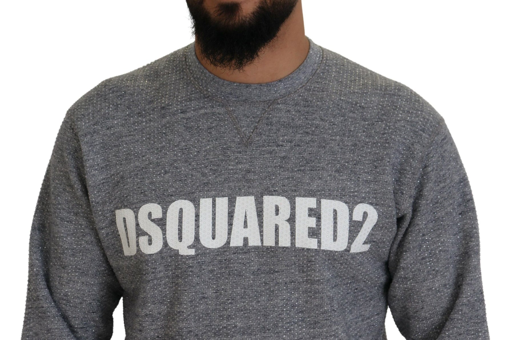 Dsquared² Gray Crystal Embellishment Men Pullover Sweater | Regal Royce