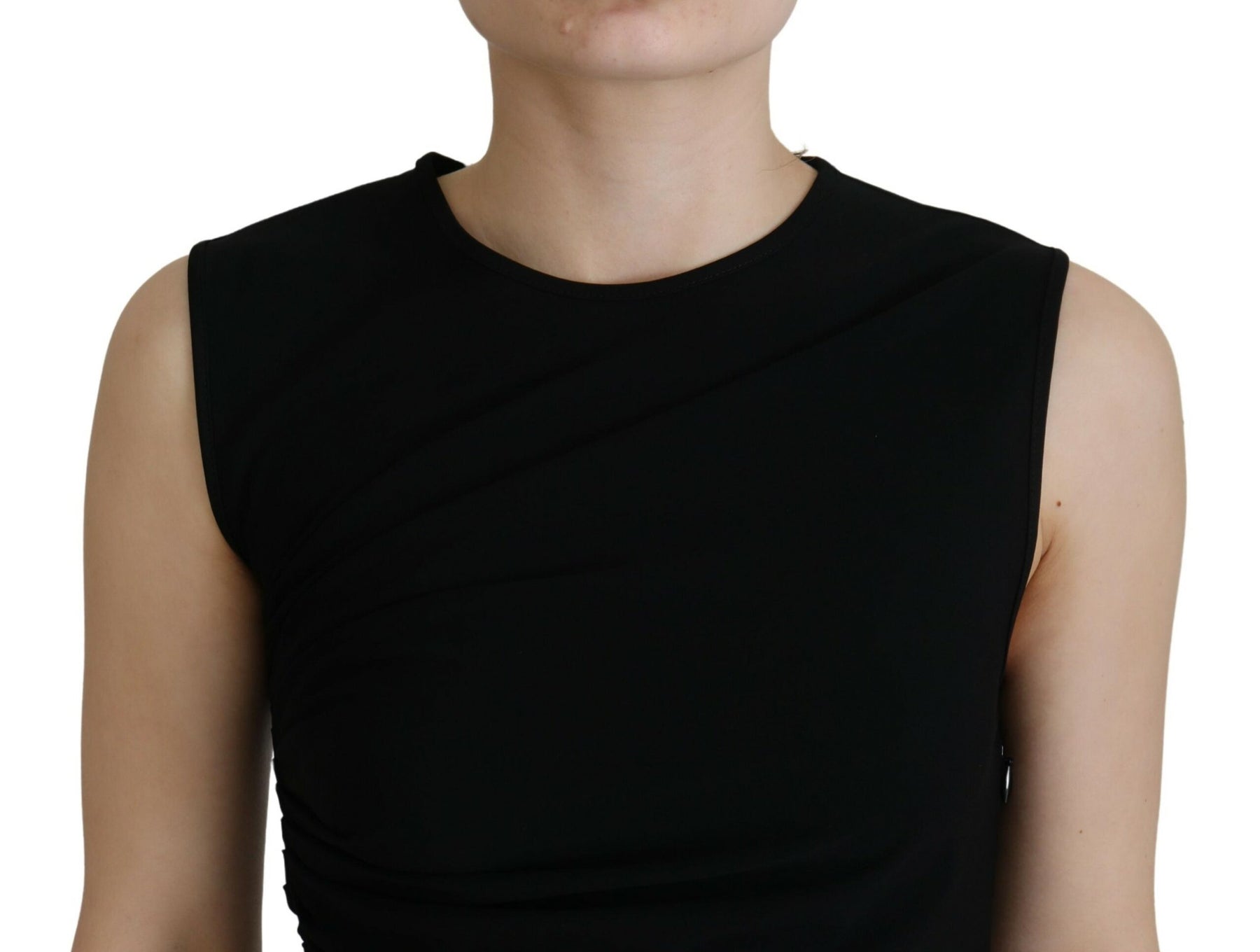 Dsquared² Black Viscose Sleeveless Ruched Maxi Dress | Regal Royce