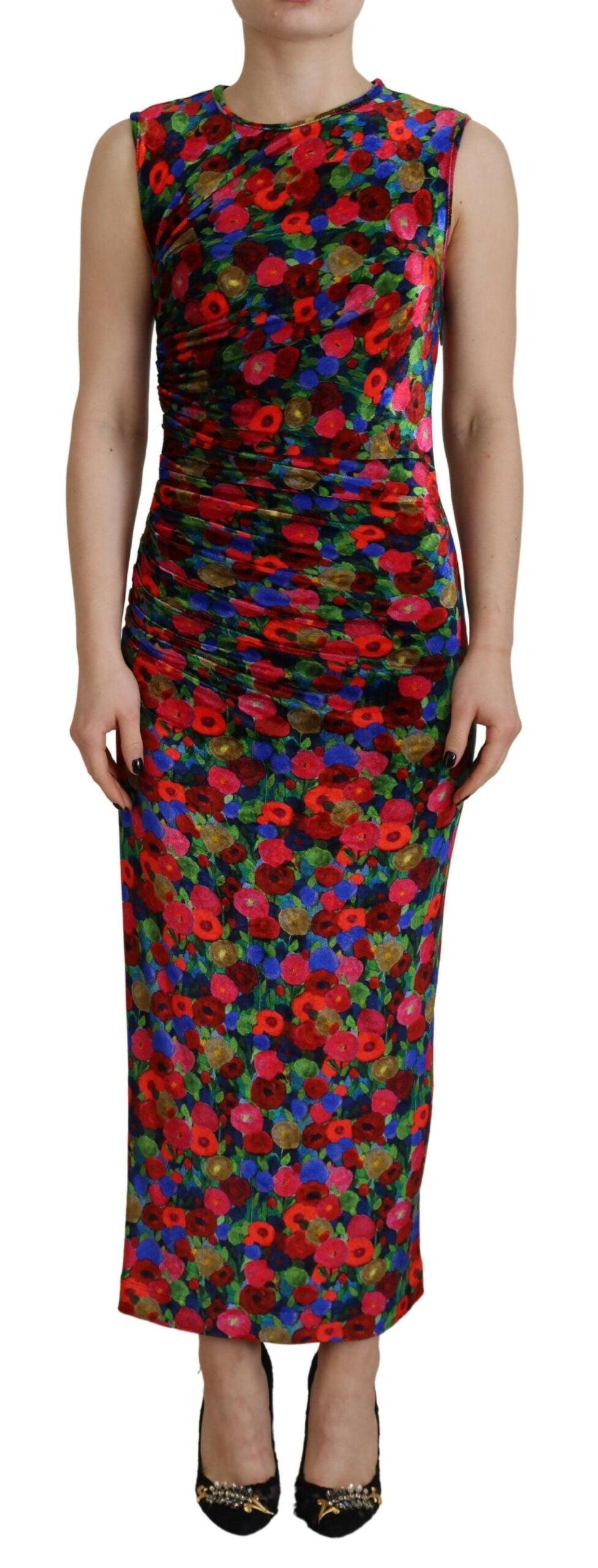 Dsquared² Multicolor Floral Bodycon Ruched Maxi Dress | Regal Royce