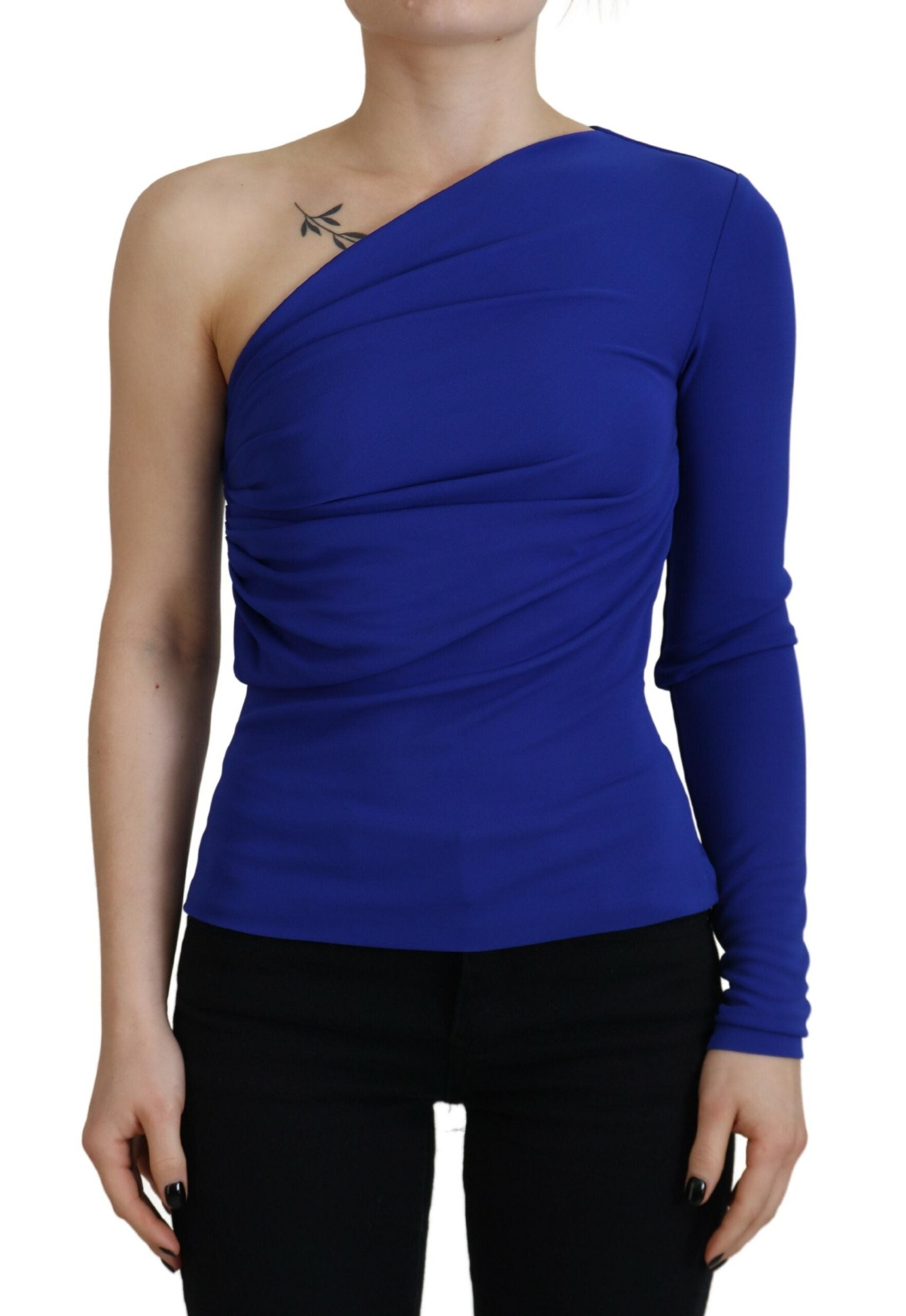Dsquared² Blue Viscose One Shoulder Slim Fit Blouse Top | Regal Royce