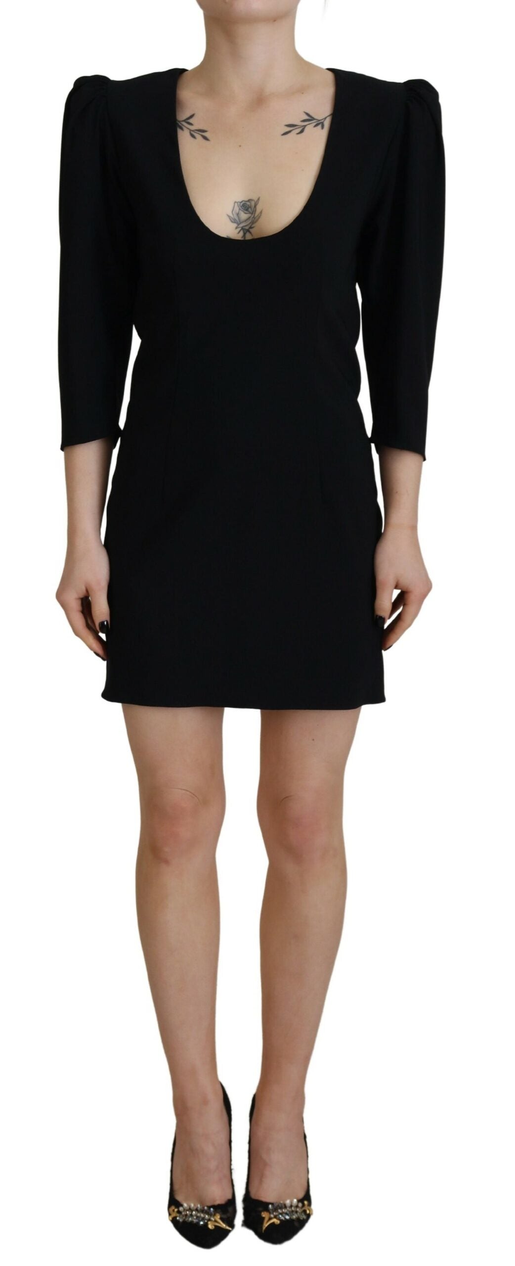 Dsquared² Black Polyester Long Sleeves Bodycon Sheath Dress | Regal Royce