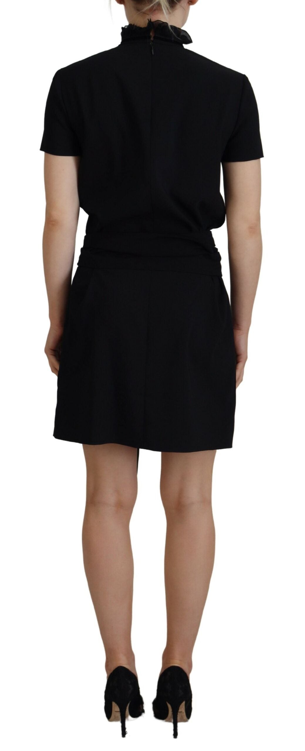 Dsquared² Black Polyester Short Sleeves Sheath Mini Dress | Regal Royce