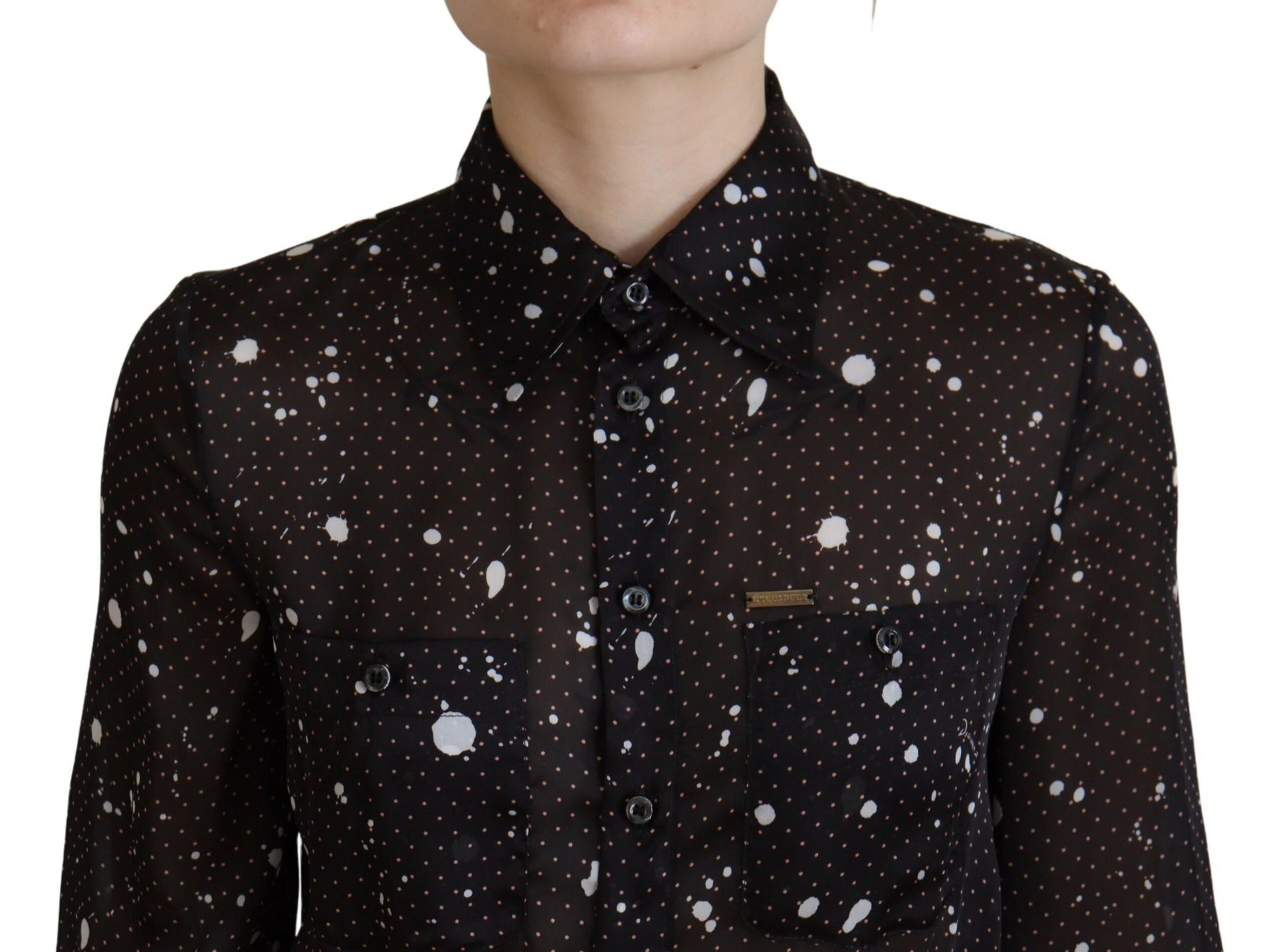Dsquared² Black Polka Dot Long Sleeves Button Down Dress | Regal Royce