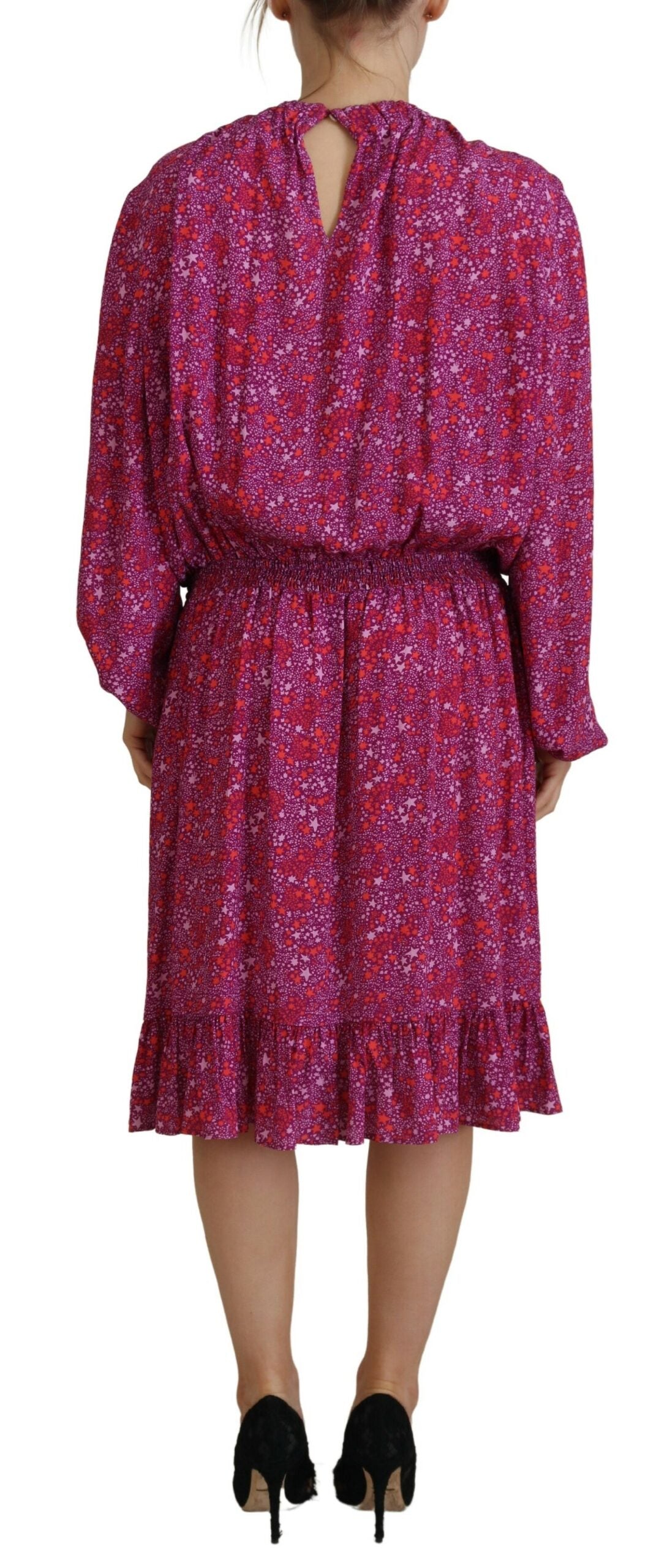 Dsquared² Fuchsia Stars Embellished Long Sleeves Dress | Regal Royce