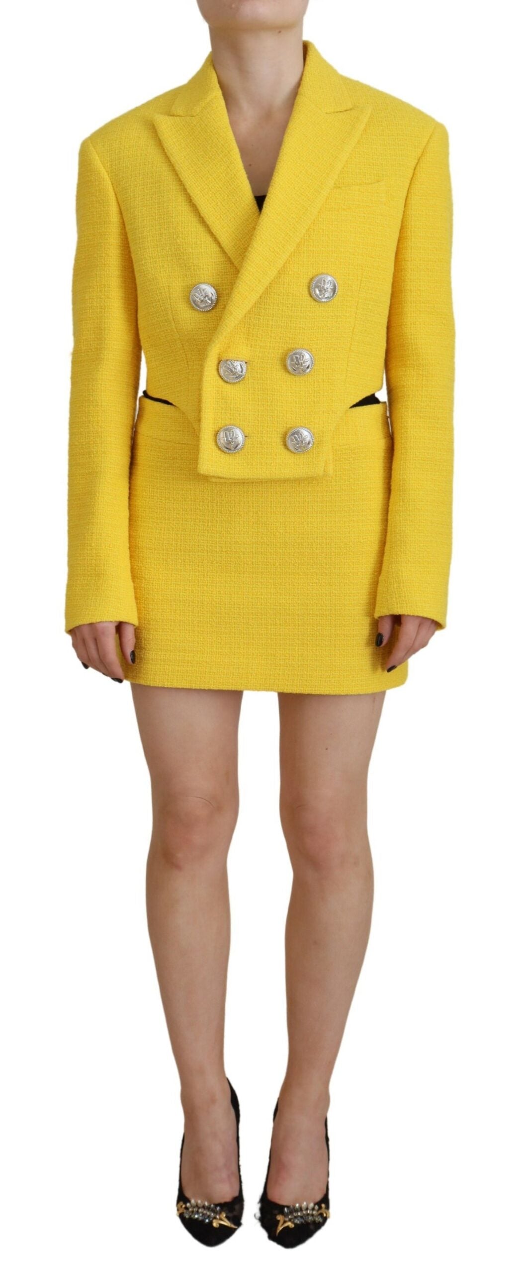 Dsquared² Yellow Double Breasted Mini Suit Blazer Skirt Set | Regal Royce