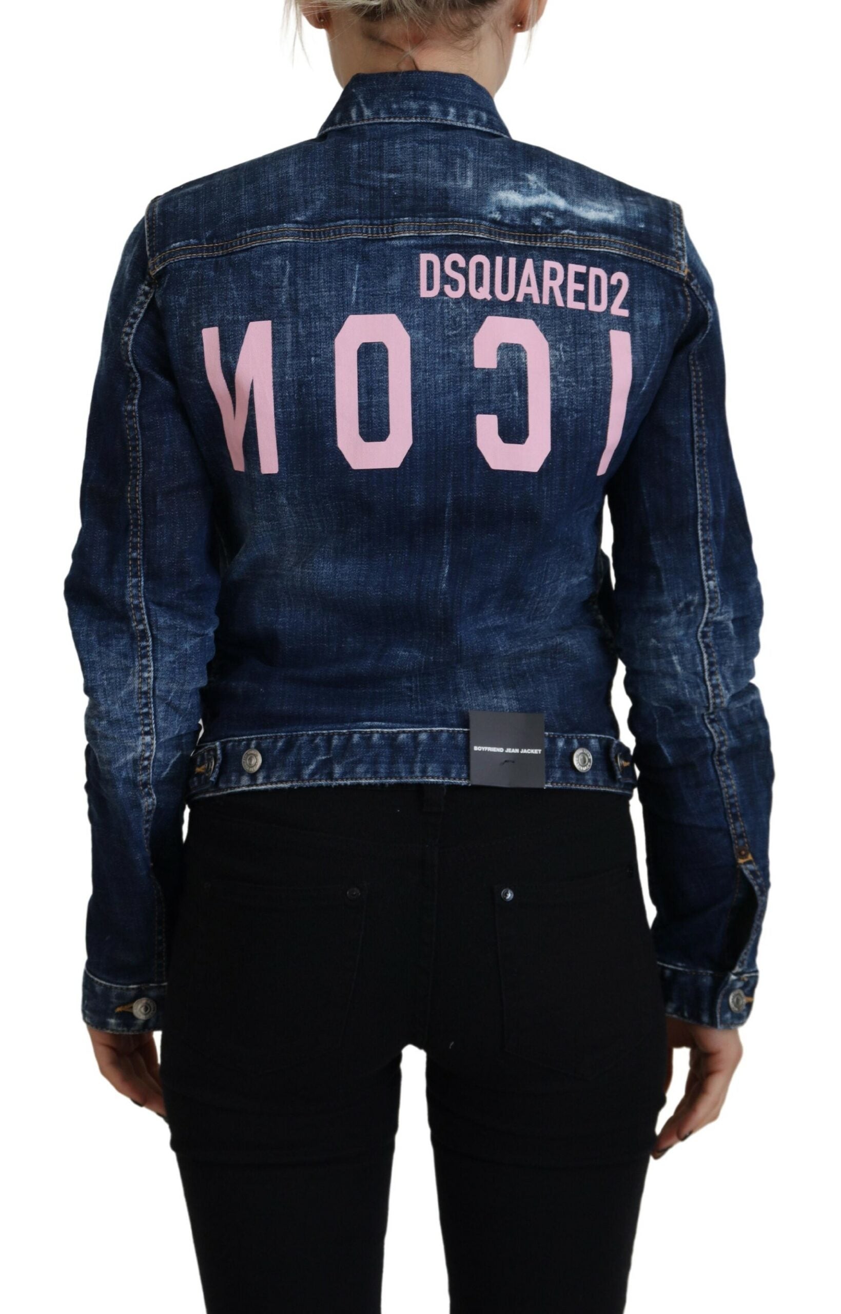 Dsquared² Blue Icon Printed Distressed Denim Jacket | Regal Royce