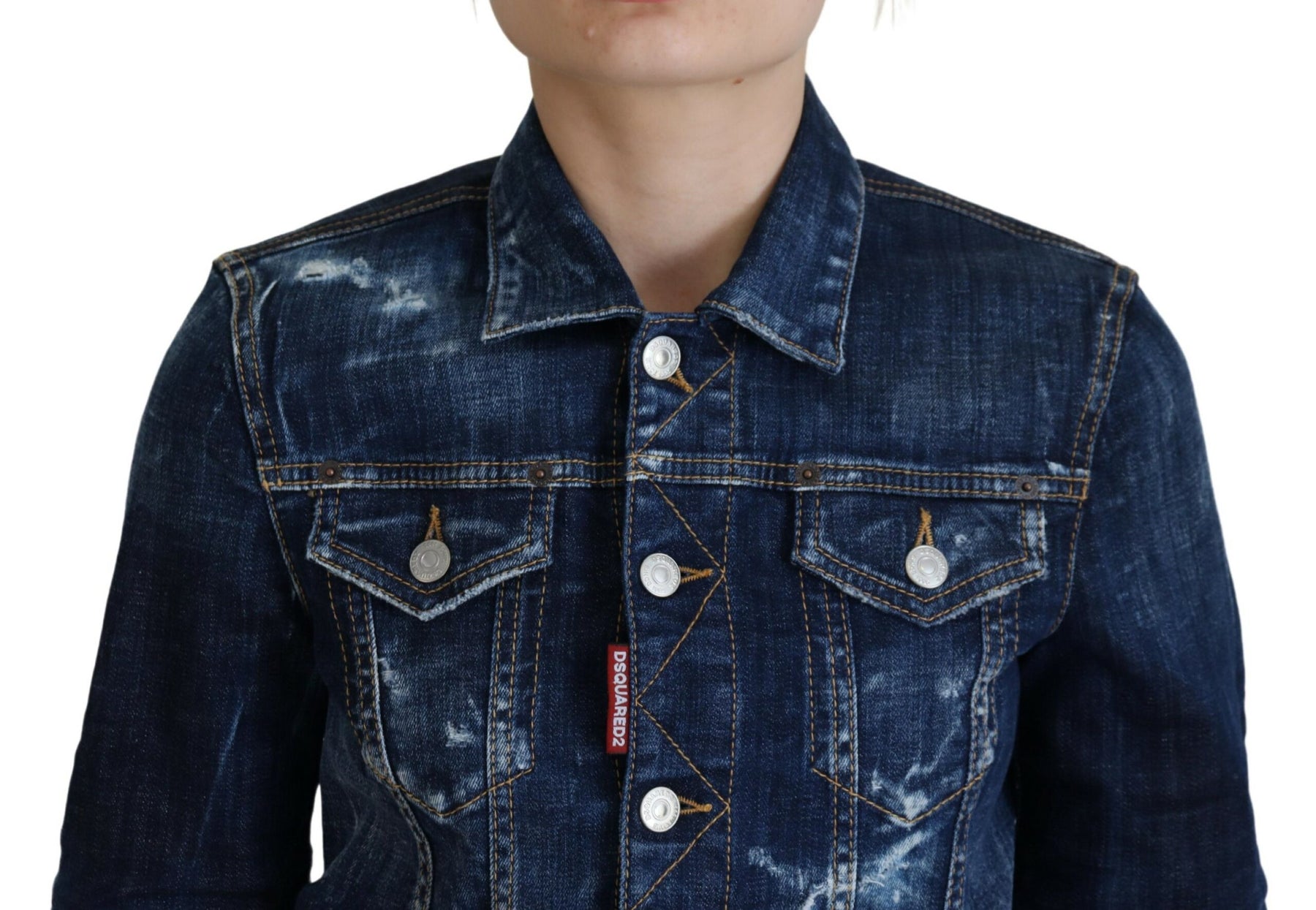 Dsquared² Blue Icon Printed Distressed Denim Jacket | Regal Royce