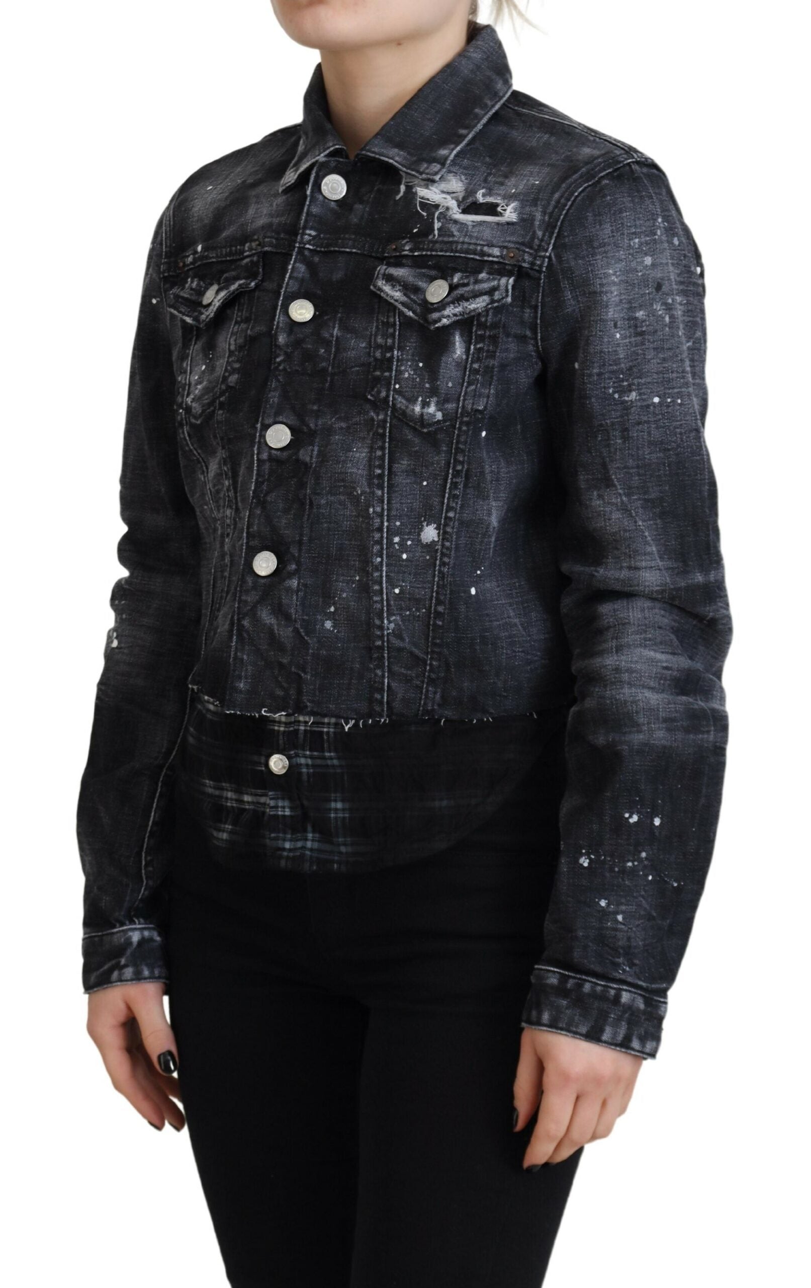 Dsquared² Gray Washed Cotton Distressed Denim Jacket | Regal Royce