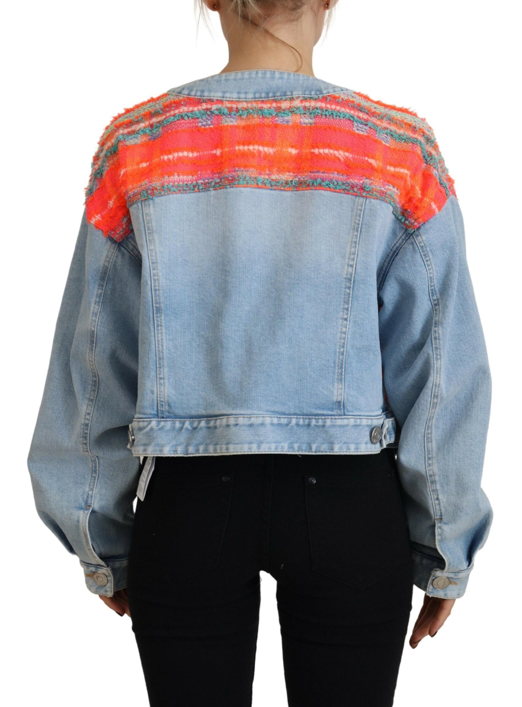 Dsquared² Orange Blue Panelled Button Front Denim Jacket | Regal Royce