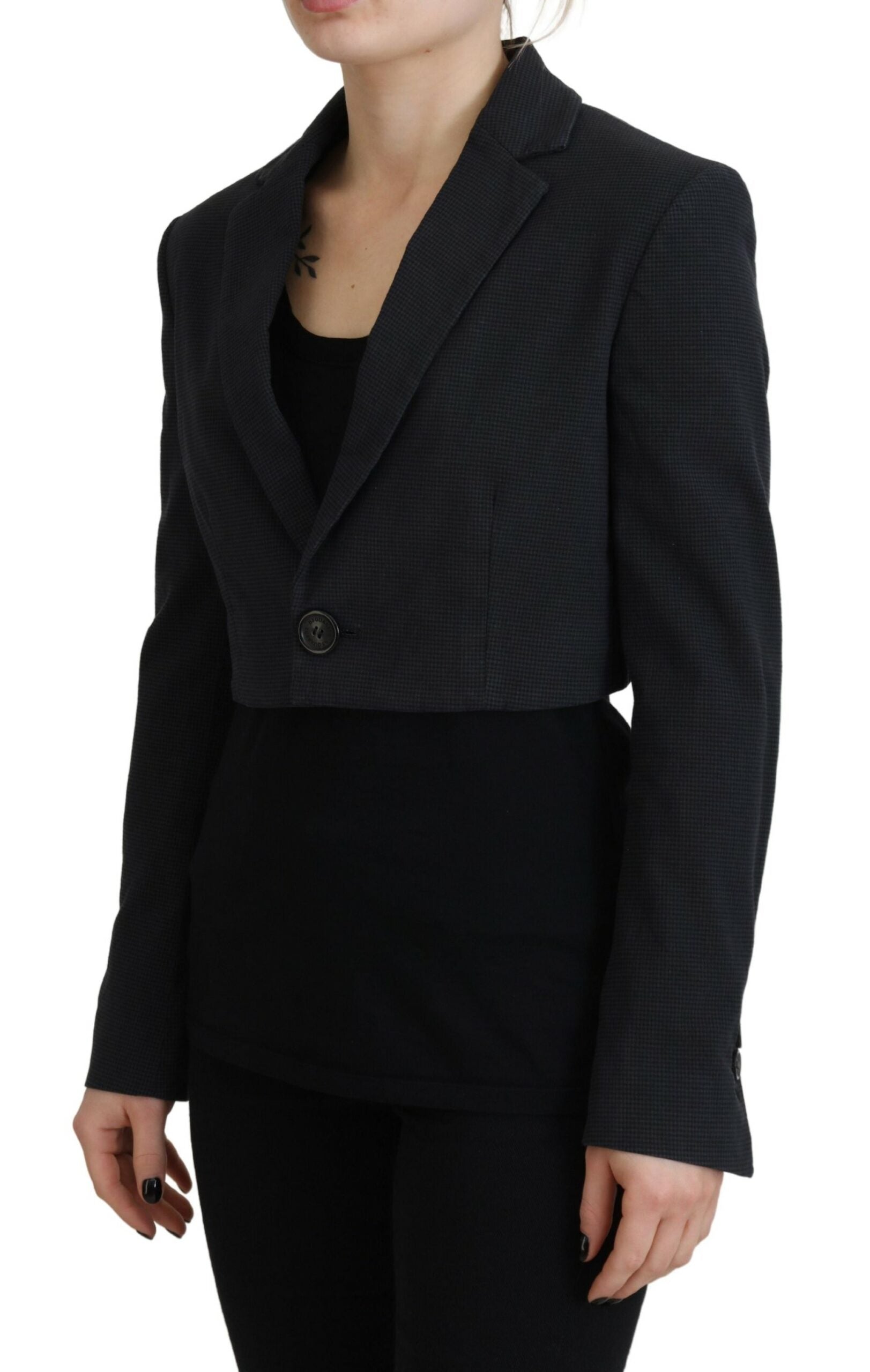 Dsquared² Black Cotton Cropped Button Blazer Jacket | Regal Royce
