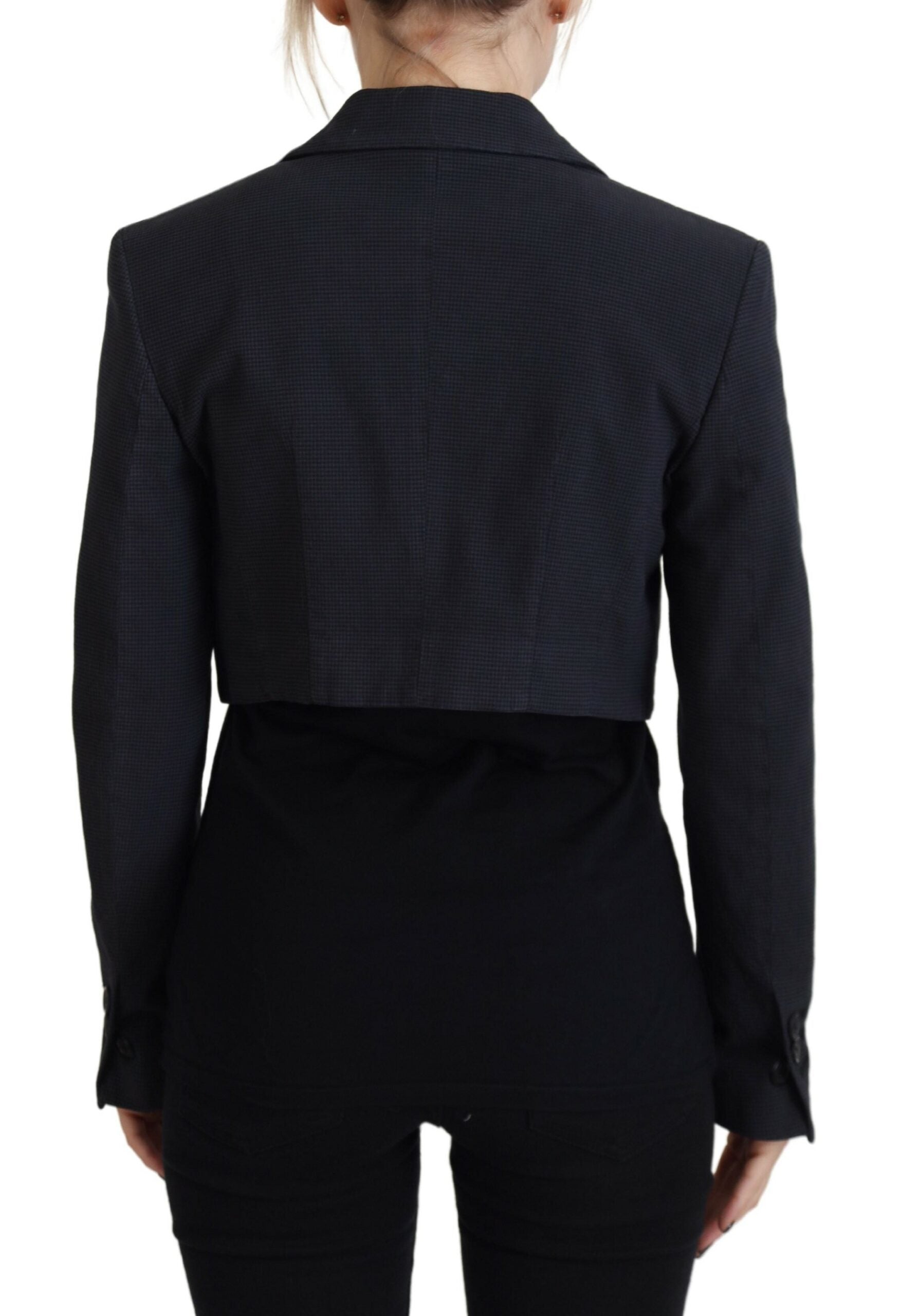 Dsquared² Black Cotton Cropped Button Blazer Jacket | Regal Royce