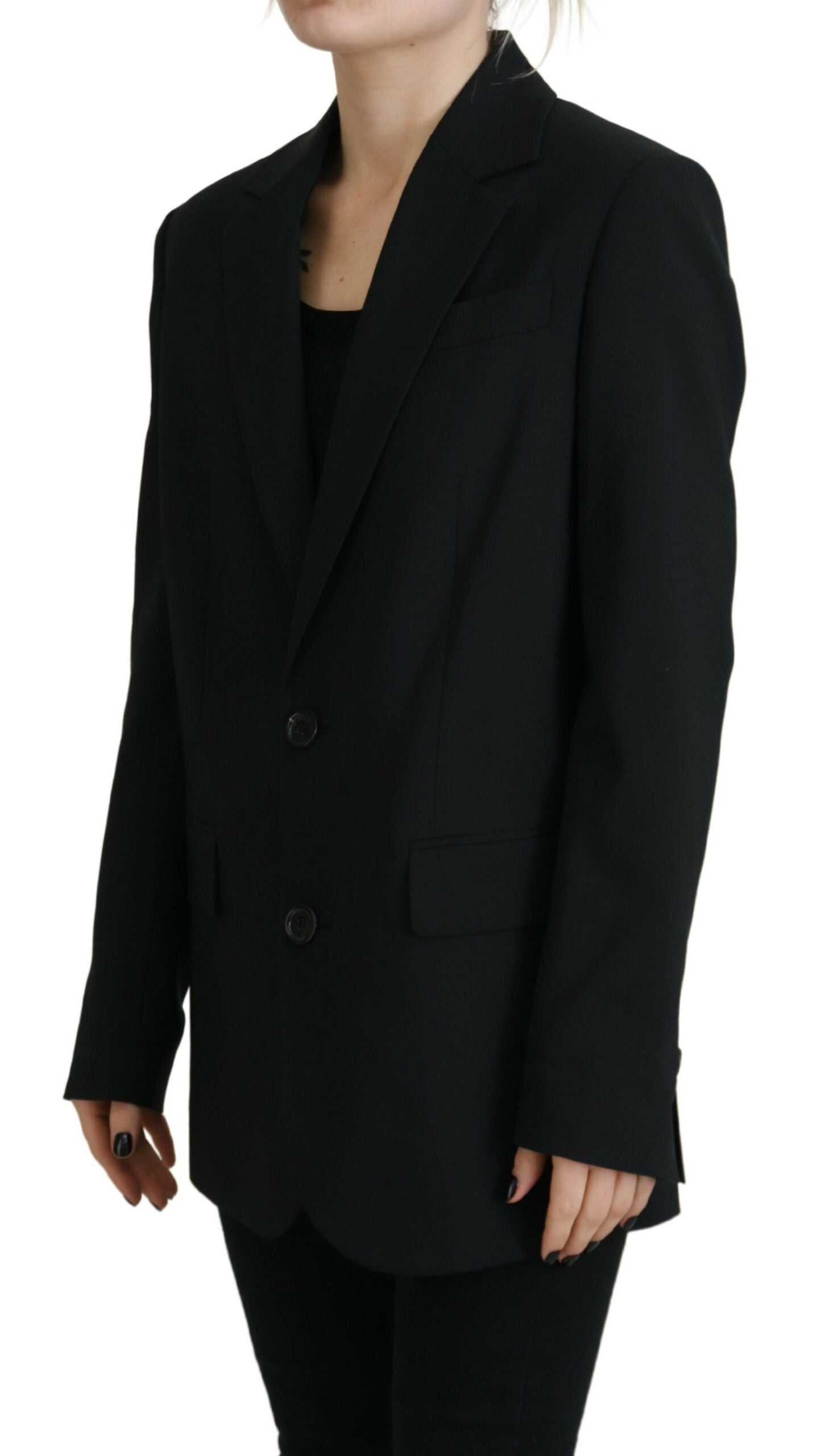 Dsquared² Black Flower Single Breasted Coat Blazer | Regal Royce