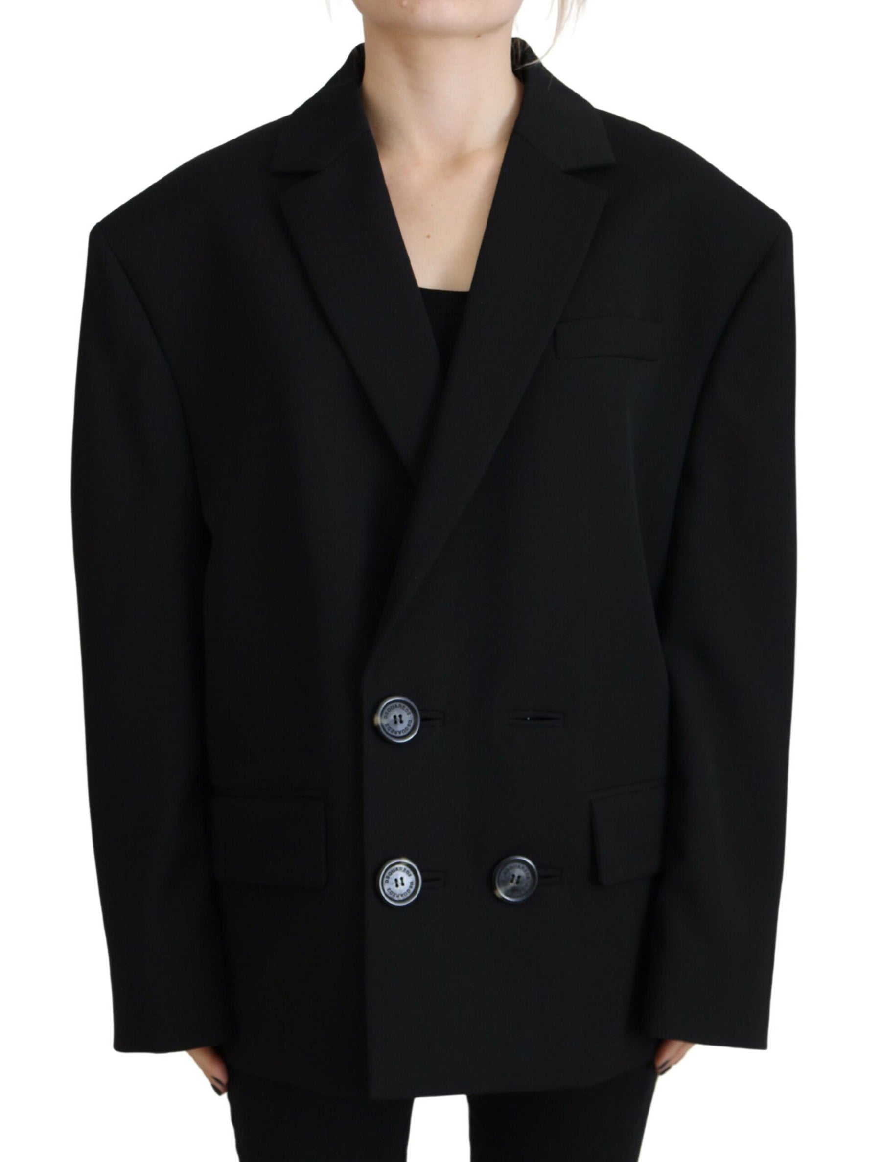 Dsquared² Black Double Breasted Coat Blazer Jacket | Regal Royce