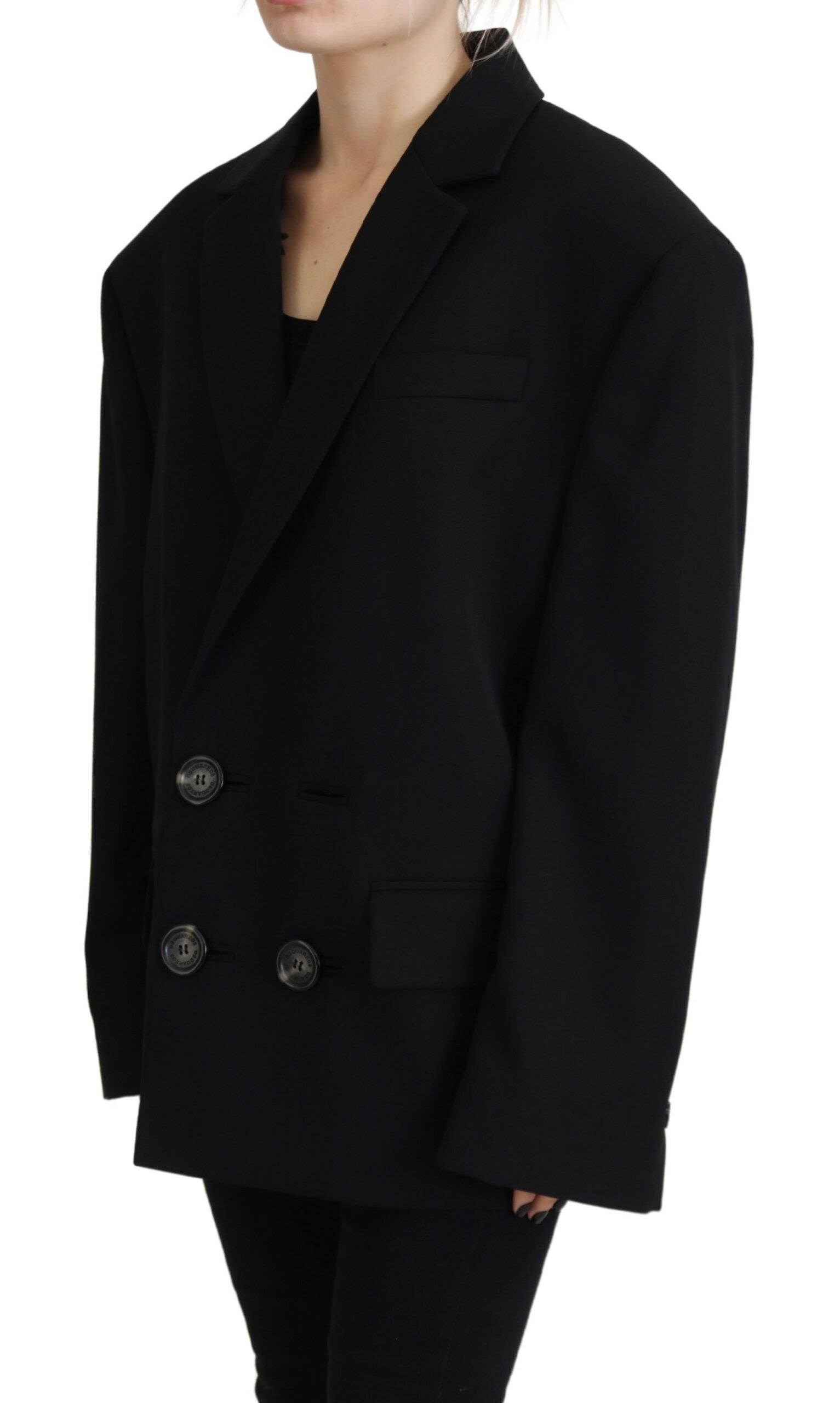 Dsquared² Black Double Breasted Coat Blazer Jacket | Regal Royce