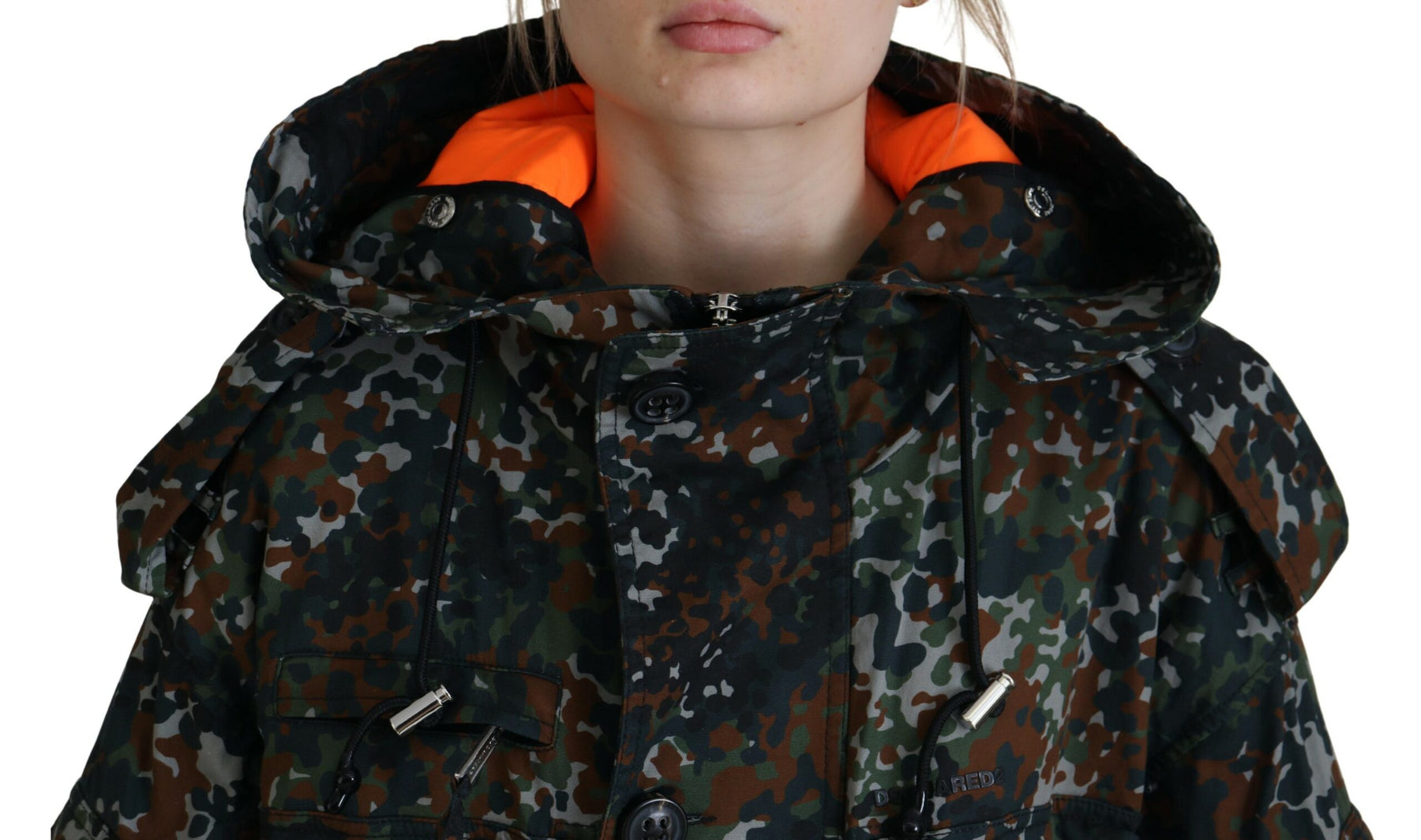 Dsquared² Green Hooded Goth Camouflage Print Parka Coat Jacket | Regal Royce
