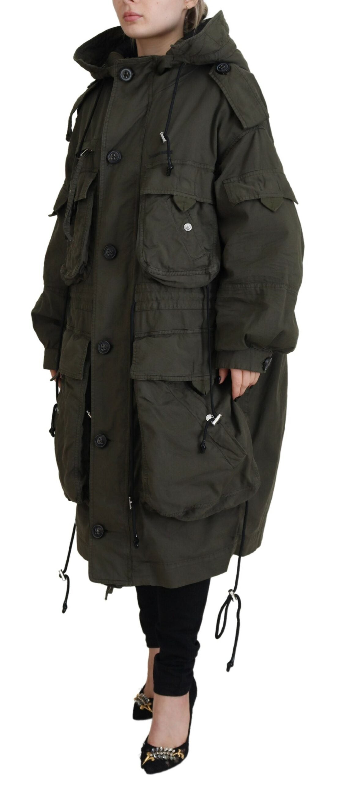 Dsquared² Green Hooded Full Zip Long Parka Coat Jacket | Regal Royce