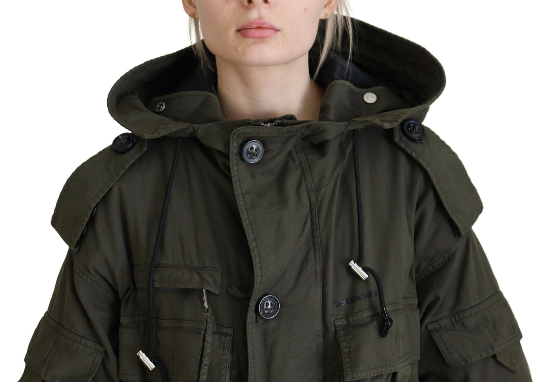 Dsquared² Green Hooded Full Zip Long Parka Coat Jacket | Regal Royce