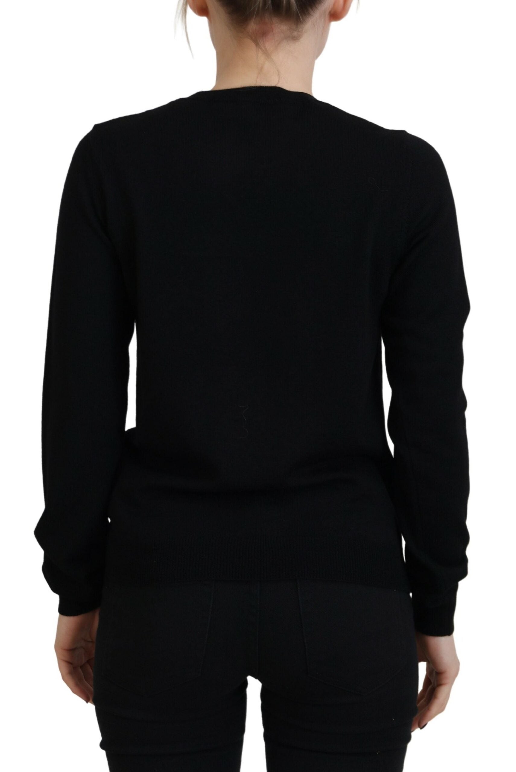 Dsquared² Black Virgin Wool Logo Print Long Sleeves Sweater | Regal Royce