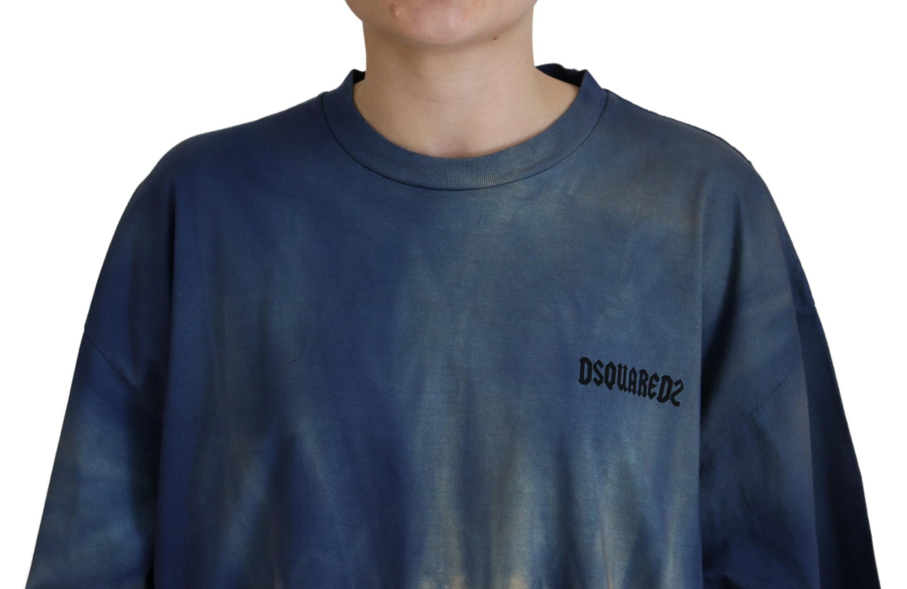Dsquared² Blue Cotton Tie Dye Short Sleeves Lace T-shirt | Regal Royce