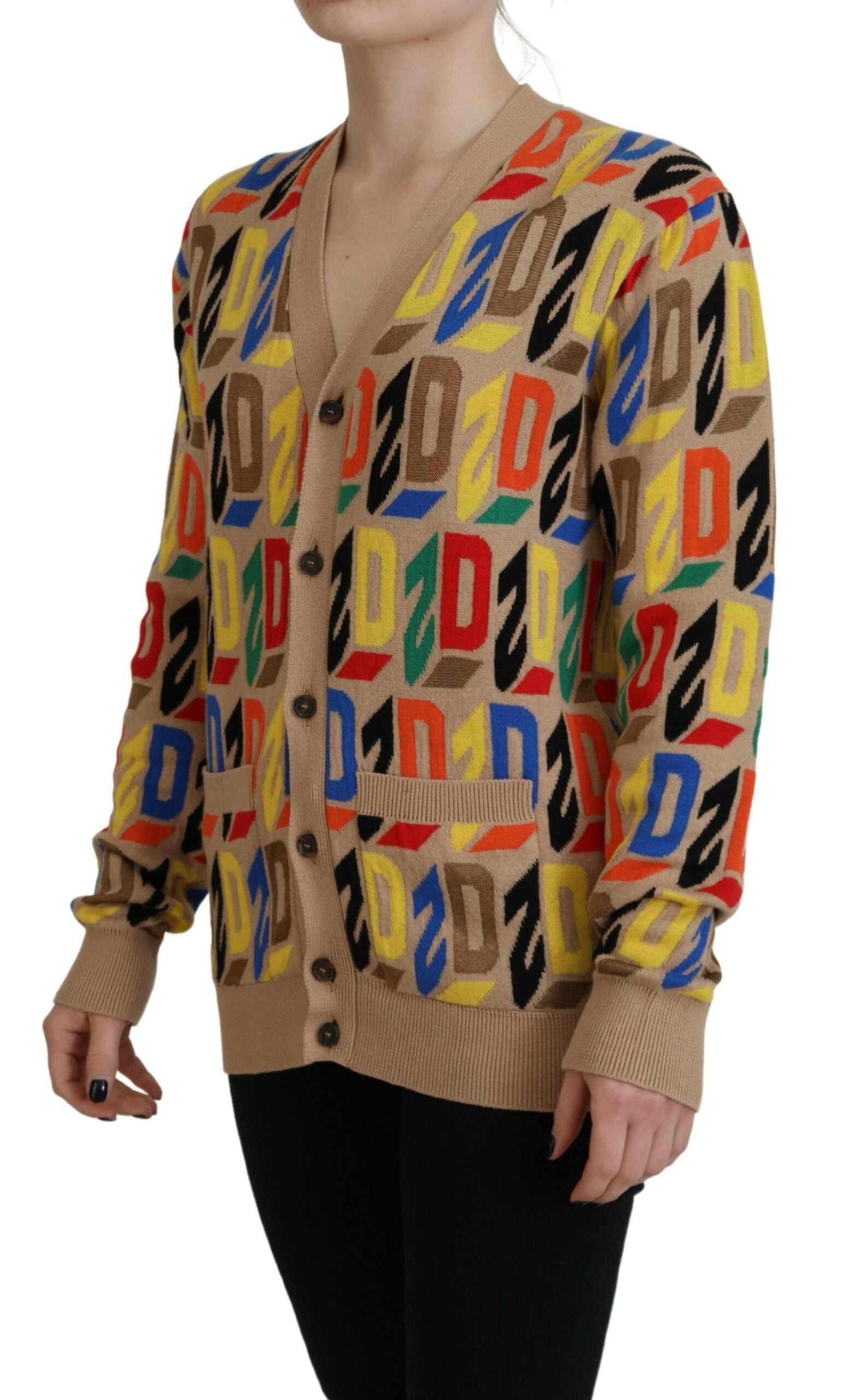 Dsquared² Brown Logo Long Sleeve Women Cardigan Sweater | Regal Royce