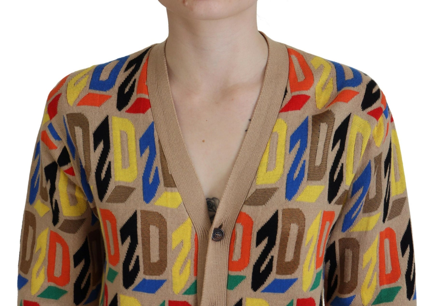 Dsquared² Brown Logo Long Sleeve Women Cardigan Sweater | Regal Royce