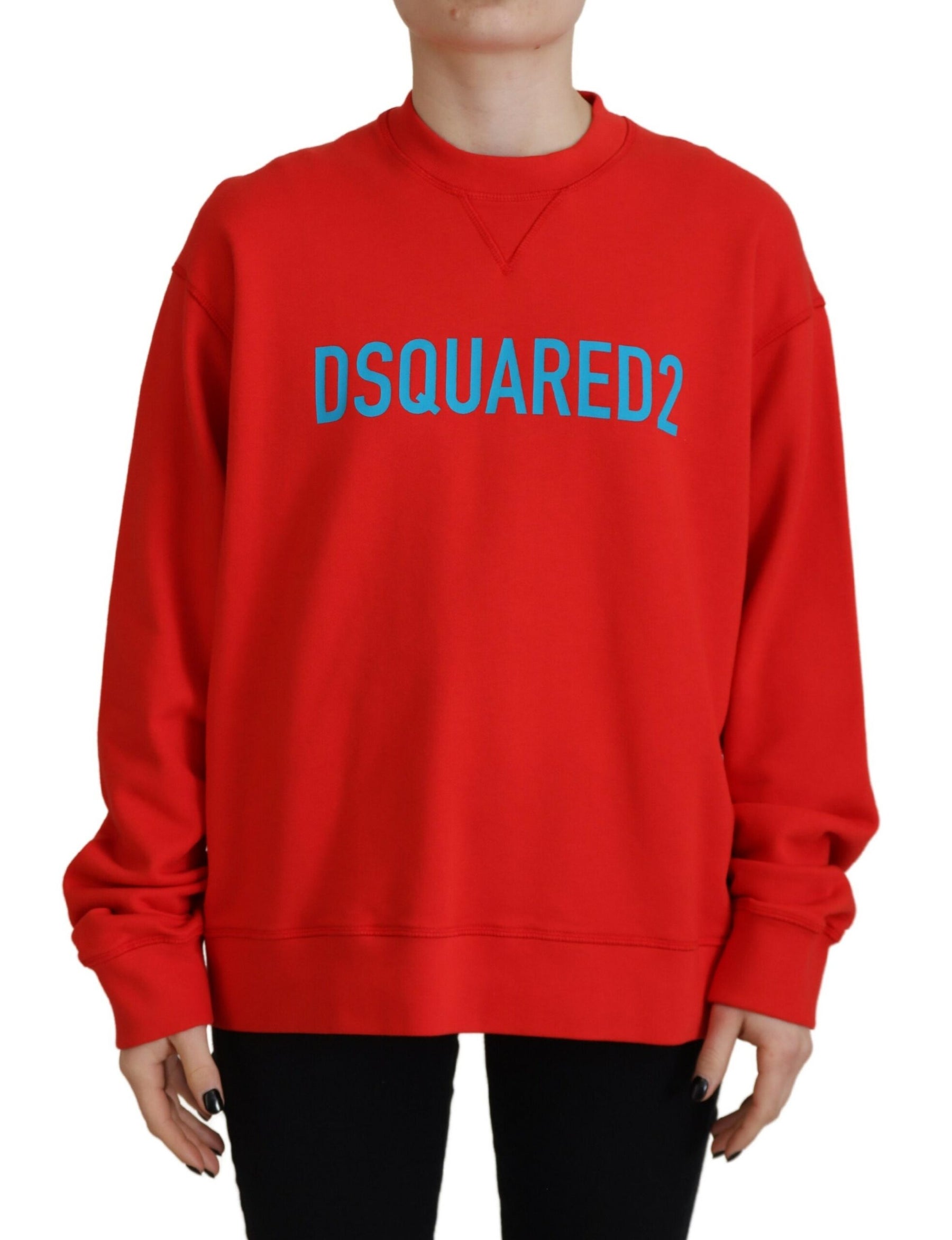 Dsquared² Red Cotton Printed Crew Neck Long Sleeve Sweater | Regal Royce