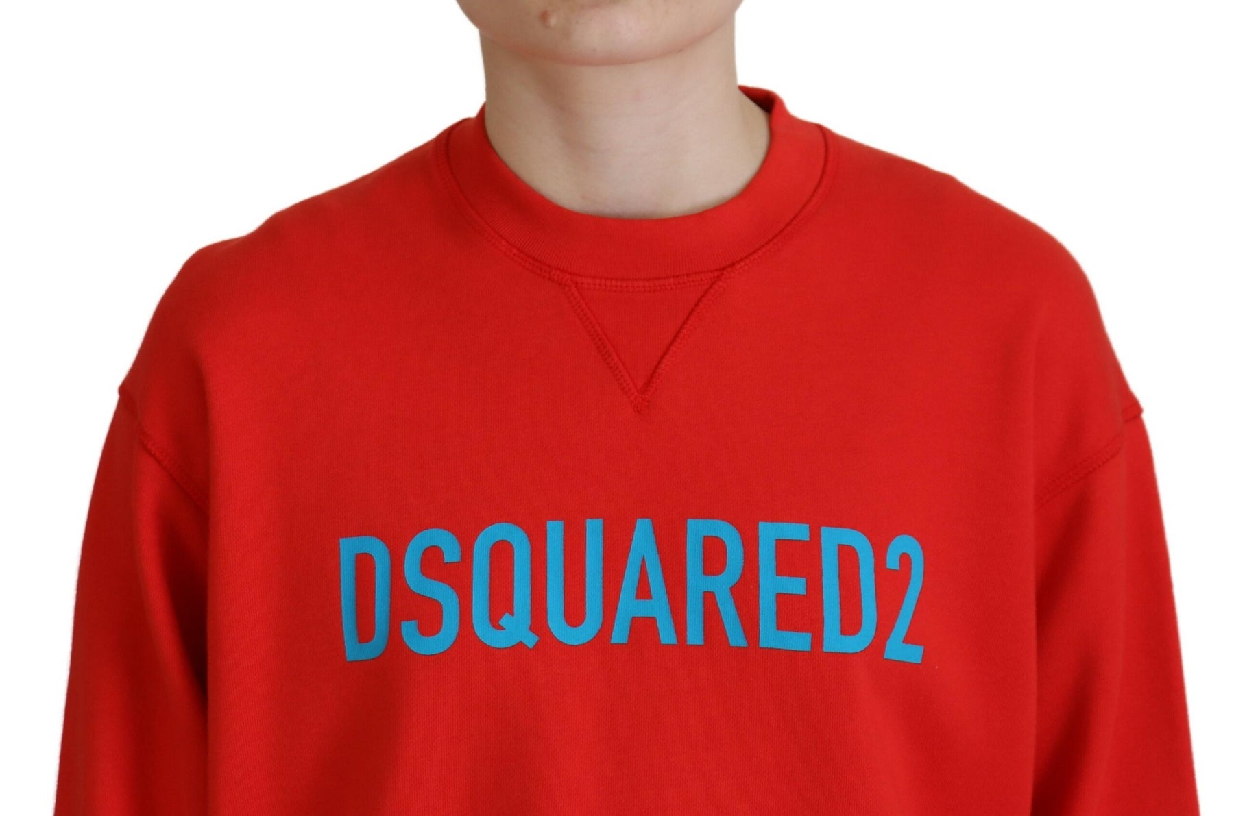 Dsquared² Red Cotton Printed Crew Neck Long Sleeve Sweater | Regal Royce