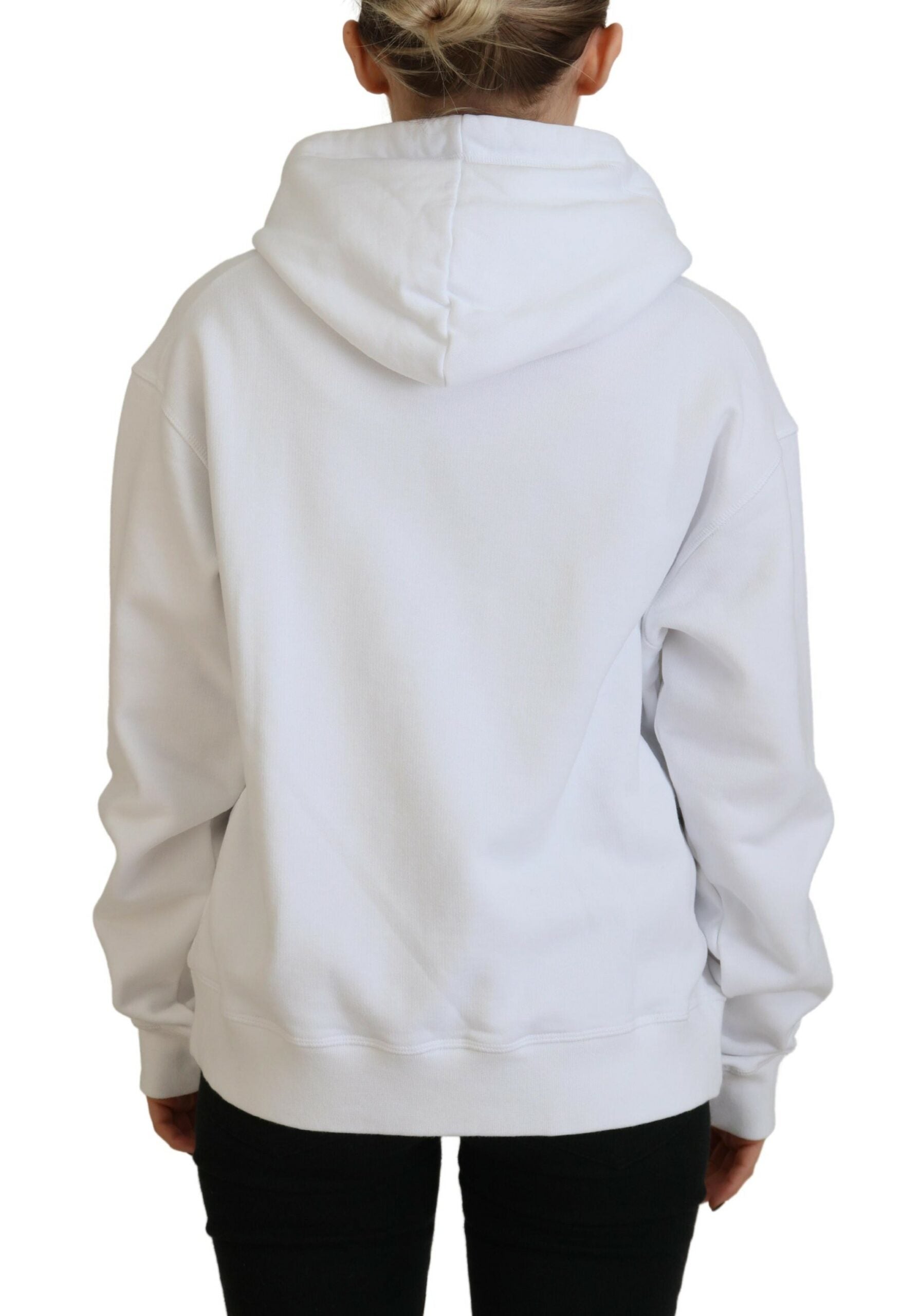 Dsquared² White Logo Patch Cotton Hoodie Sweatshirt Sweater | Regal Royce
