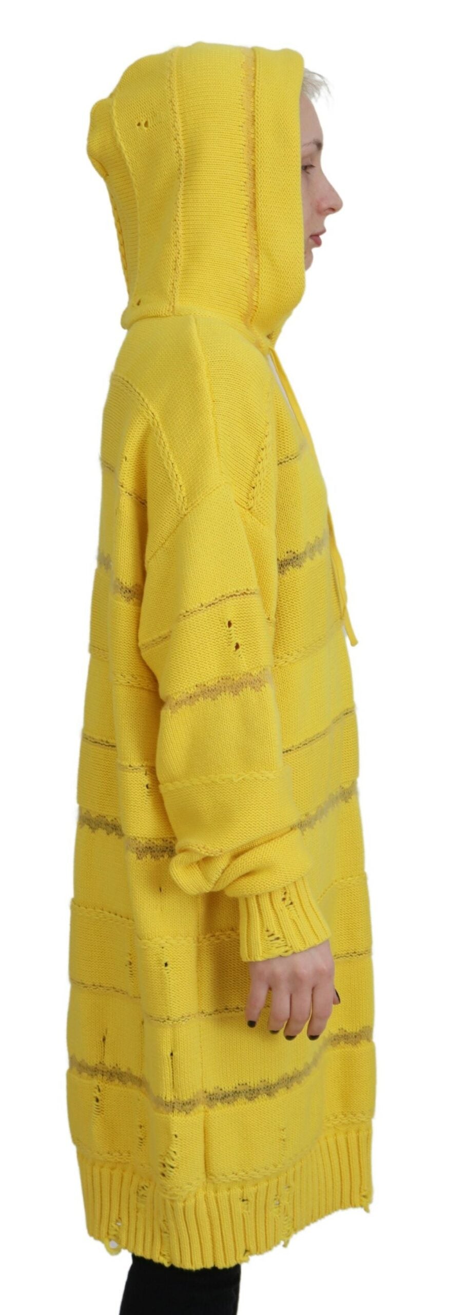 Dsquared² Yellow Cotton Knitted Hooded Pullover Sweater | Regal Royce