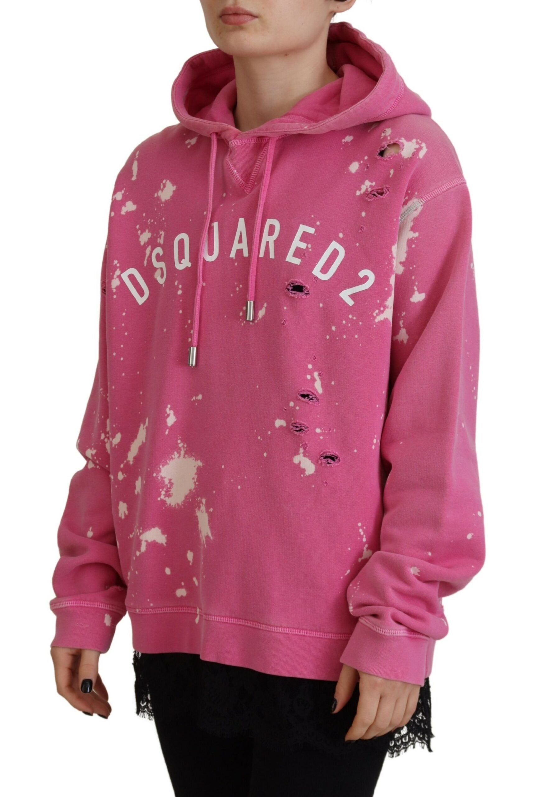 Dsquared² Pink Logo Print Cotton Hoodie Sweatshirt Sweater | Regal Royce