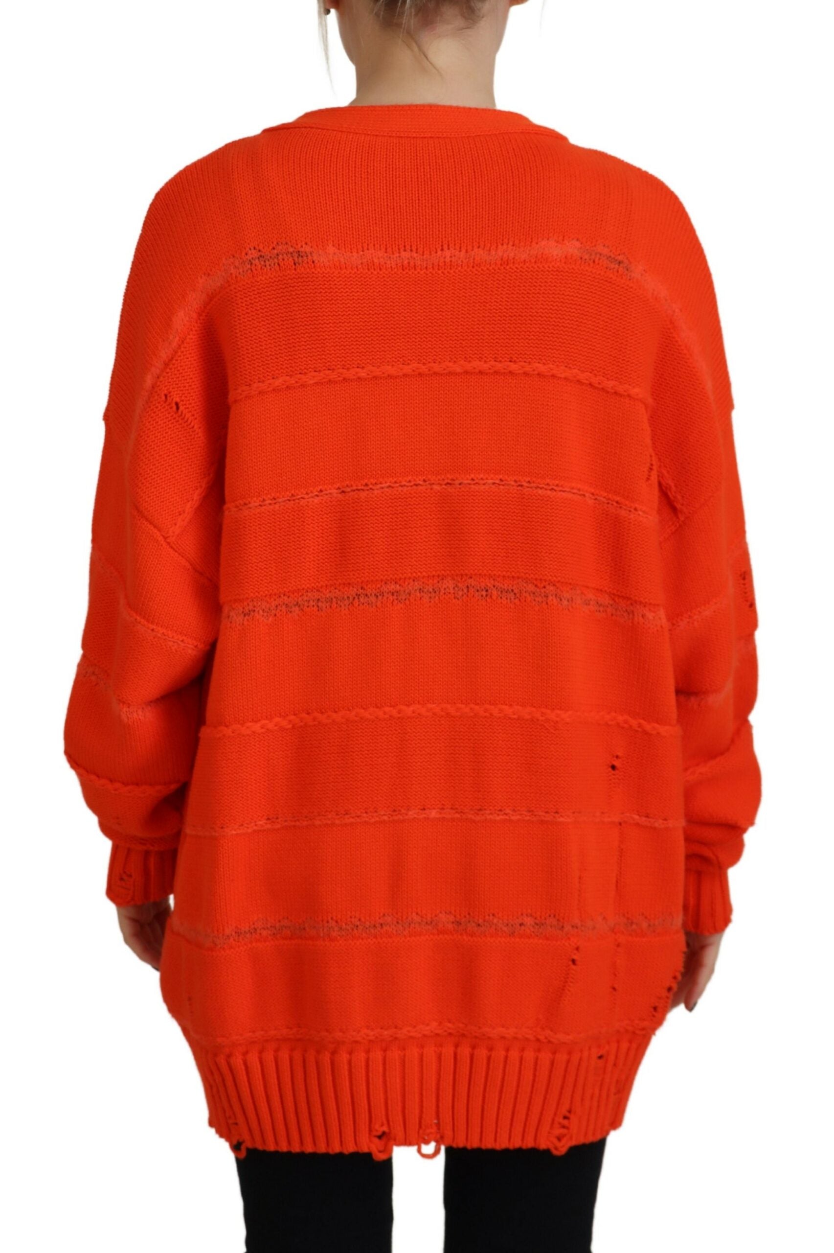 Dsquared² Orange Cotton Knitted Buttoned Cardigan Sweater | Regal Royce