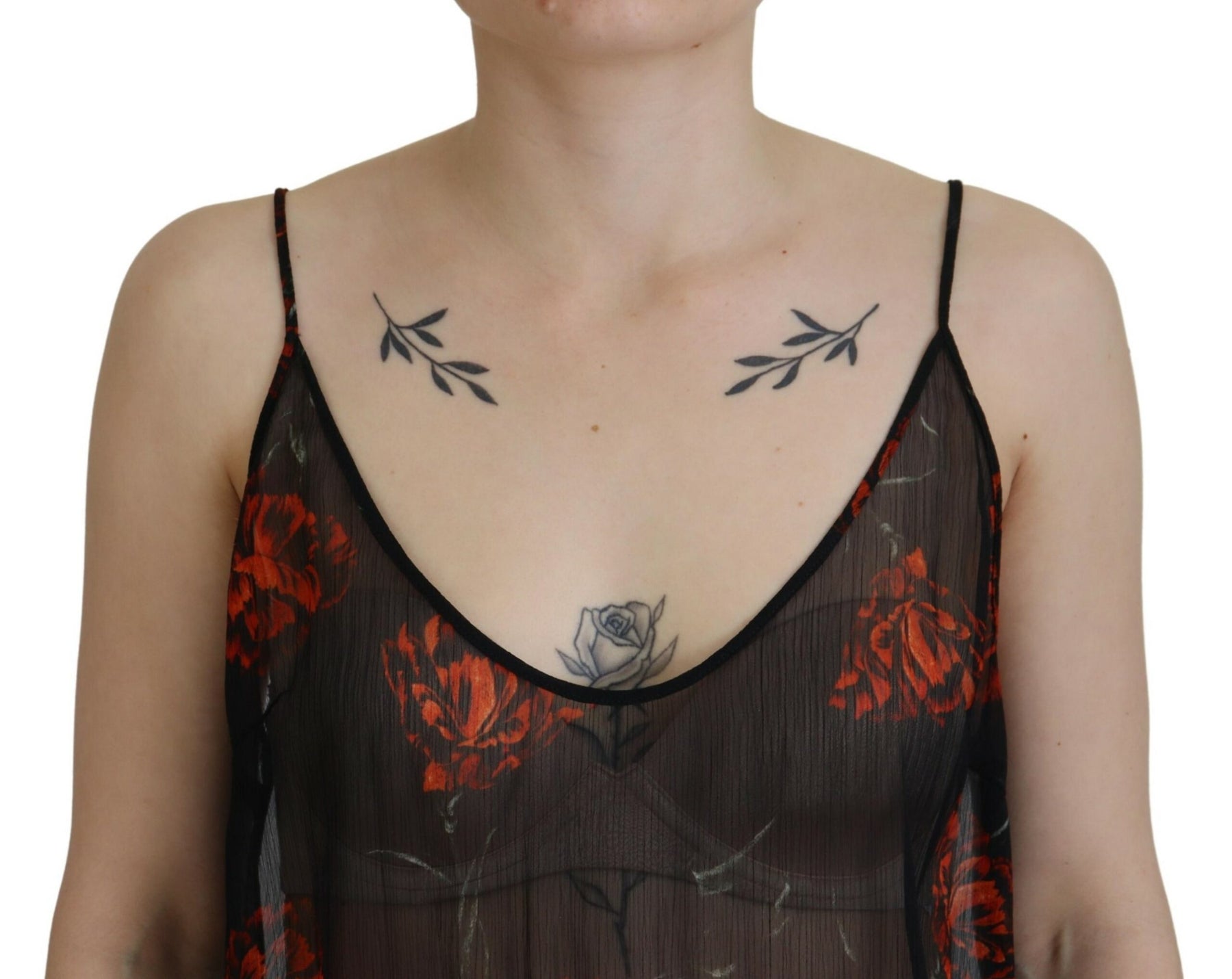 Dsquared² Black Floral Print Spaghetti Strap Tank Blouse Top | Regal Royce