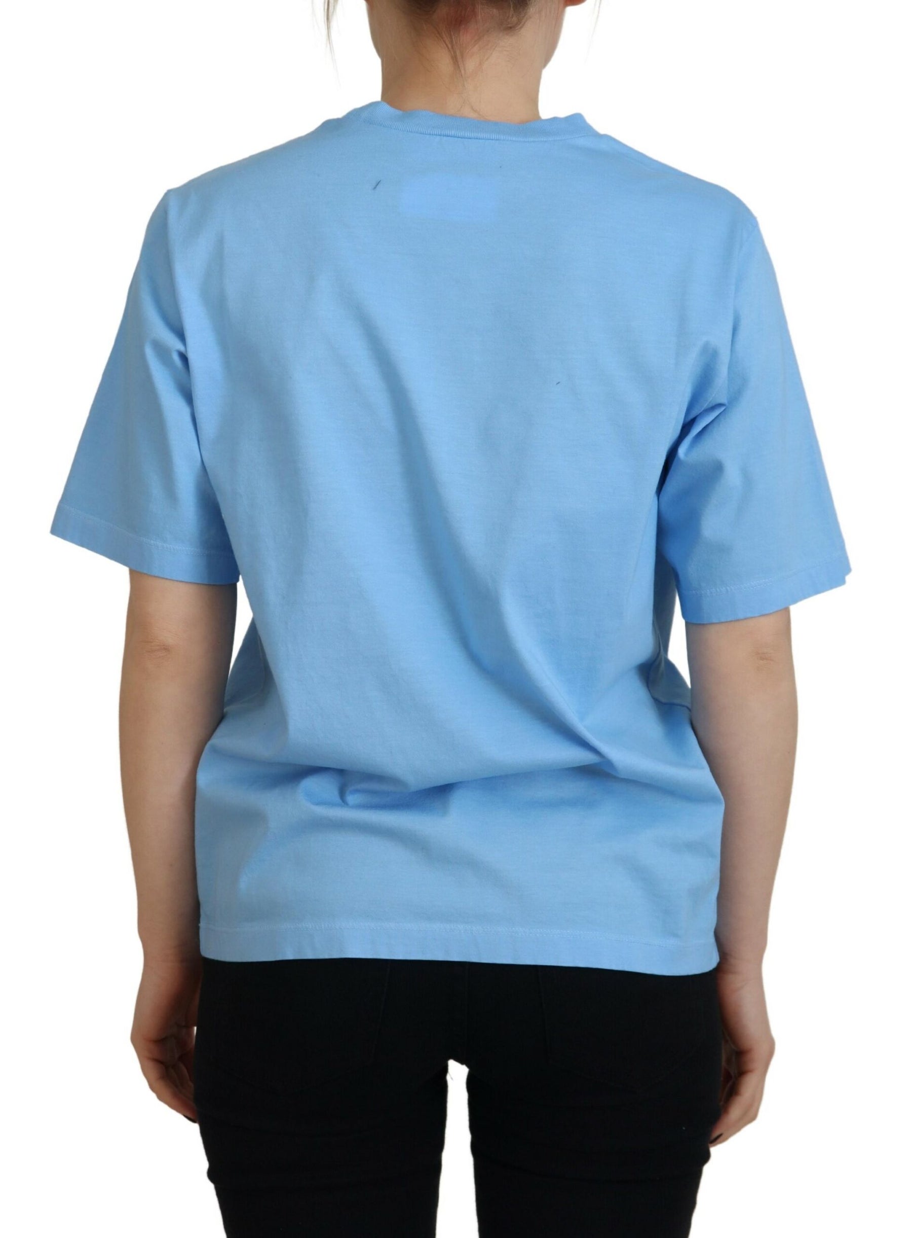 Dsquared² Blue Logo Print Cotton Crewneck Short Sleeve T-shirt | Regal Royce