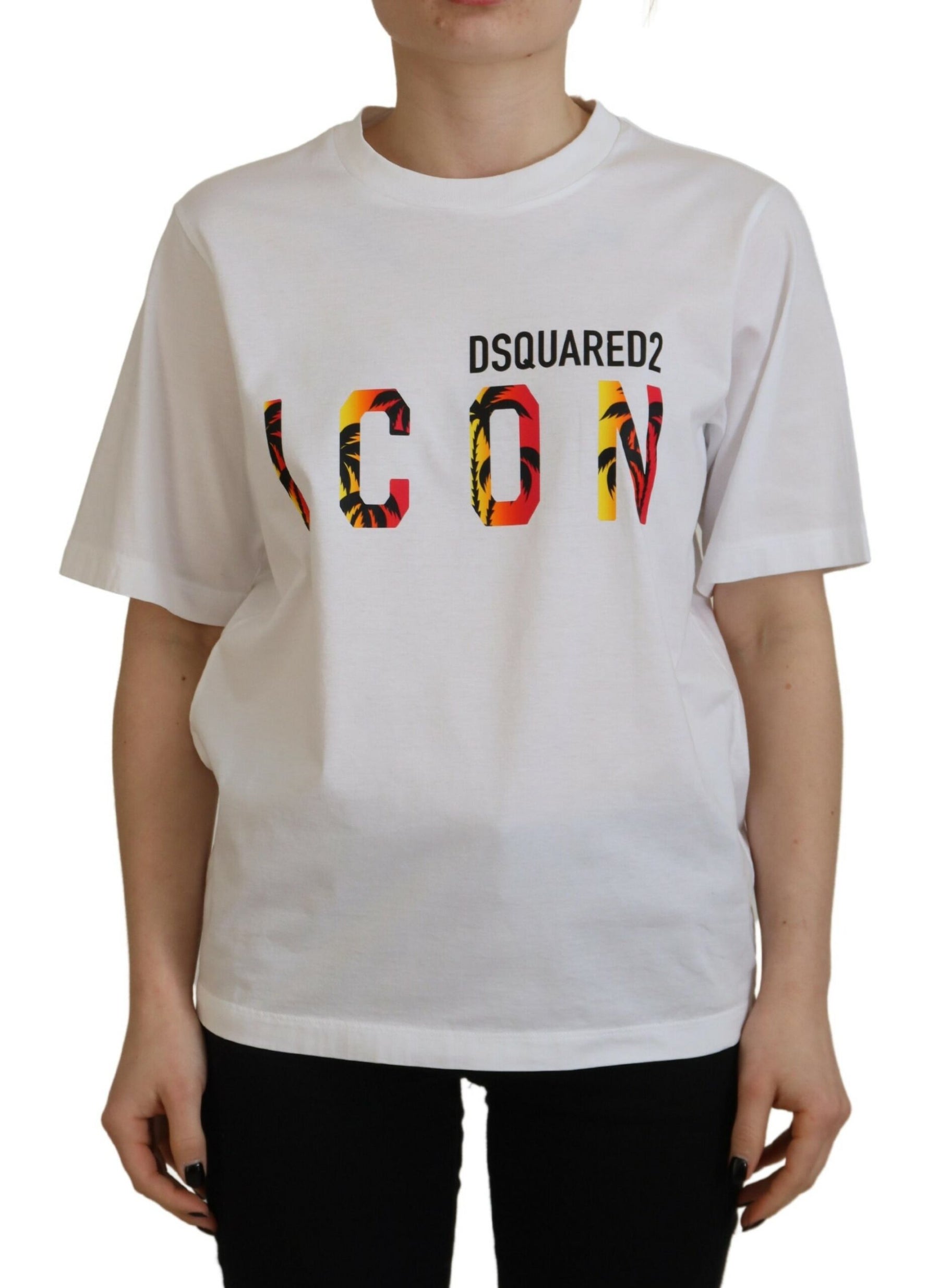 Dsquared² White Cotton Shiny Icon East Tee Crewneck T-shirt | Regal Royce