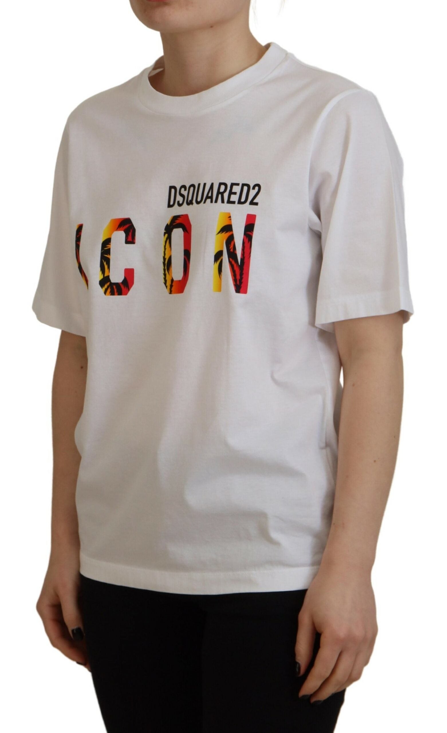 Dsquared² White Cotton Shiny Icon East Tee Crewneck T-shirt | Regal Royce