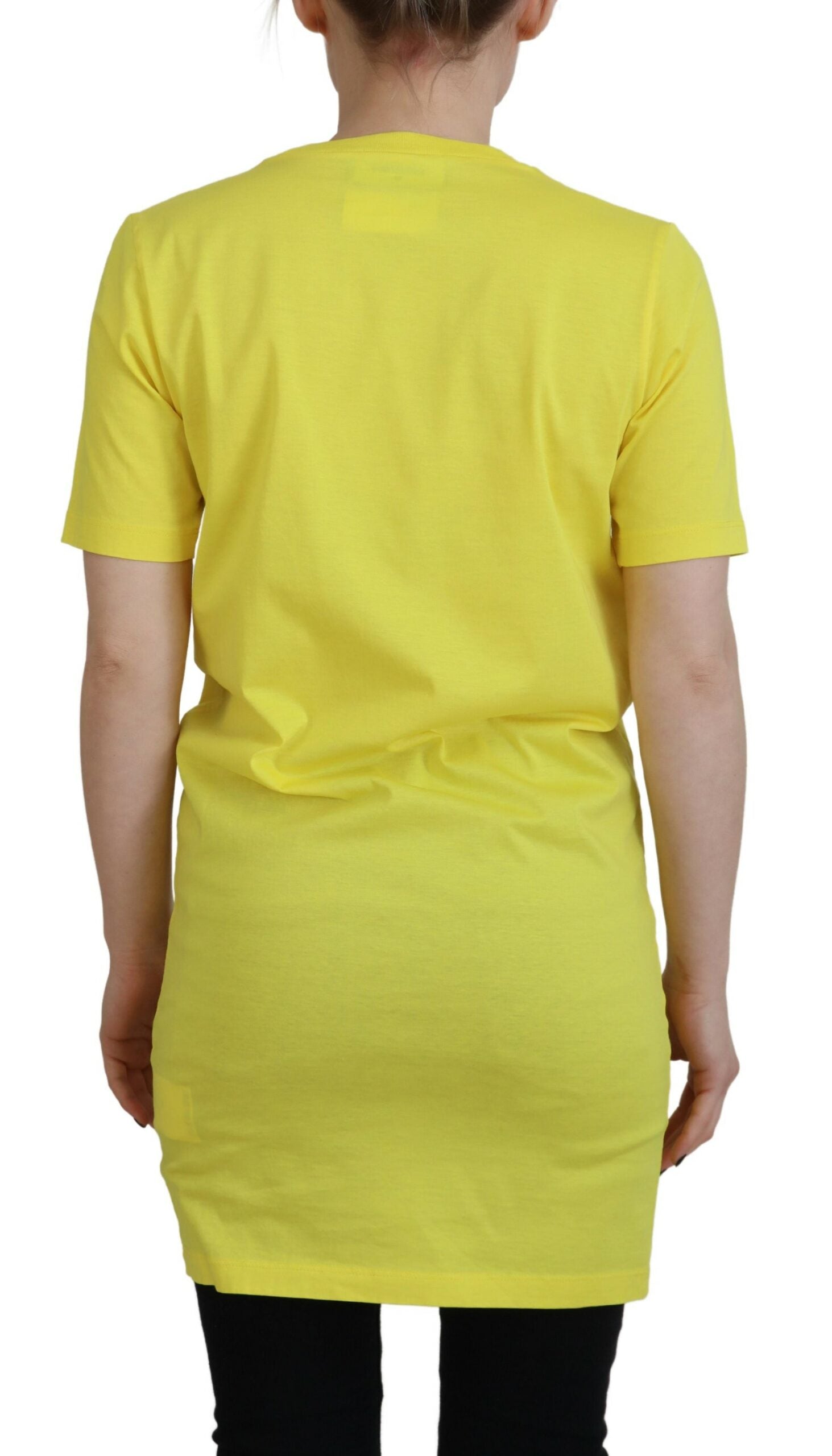 Dsquared² Yellow CottonShiny Icon Renny Dress Crewneck T-shirt | Regal Royce