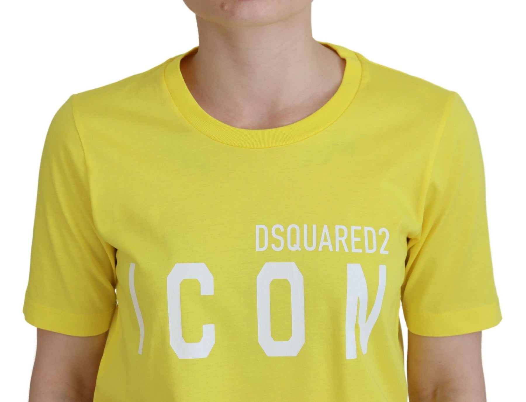 Dsquared² Yellow CottonShiny Icon Renny Dress Crewneck T-shirt | Regal Royce